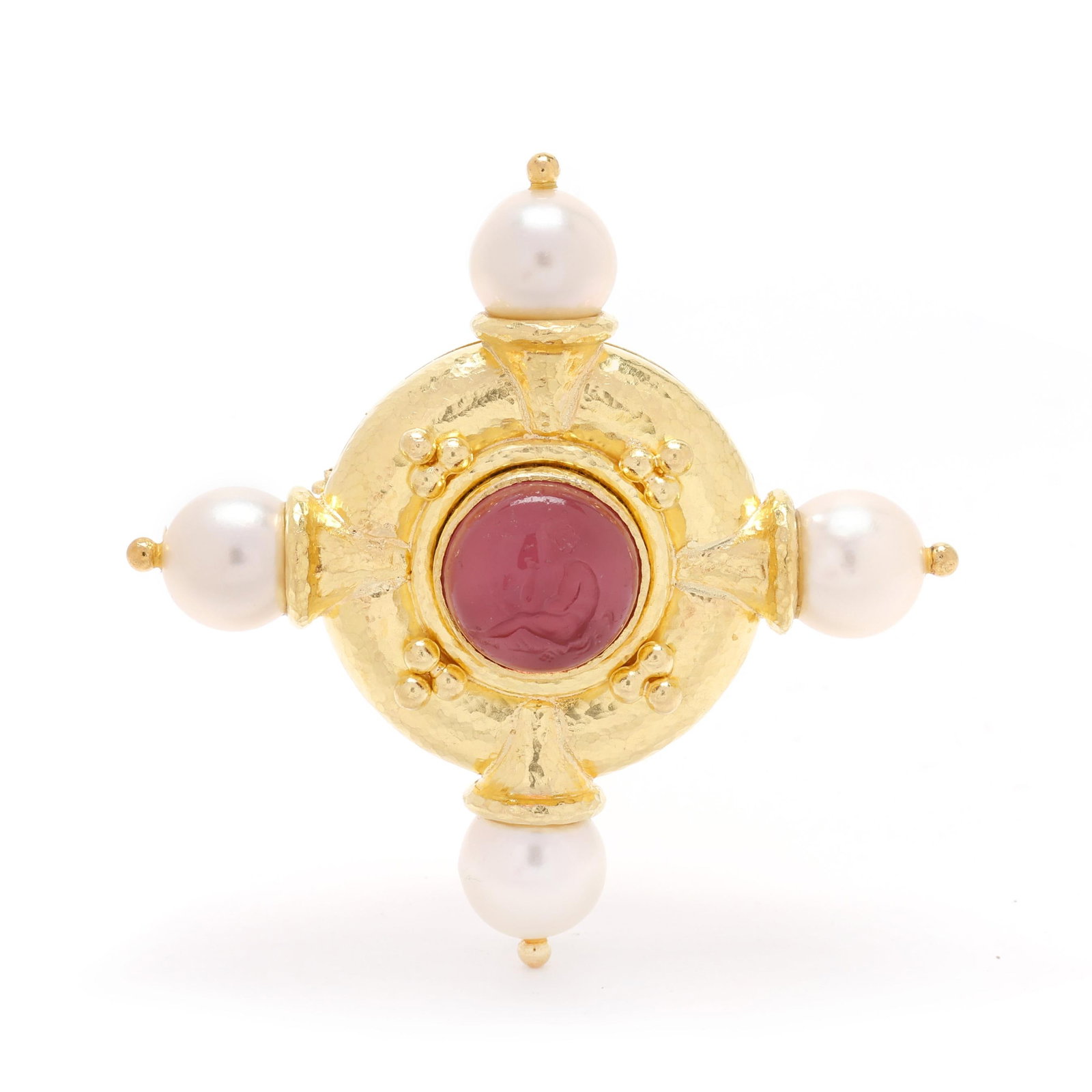 High Karat Gold, Venetian Glass, and Pearl Brooch, Elizabeth Locke (1 of 3)