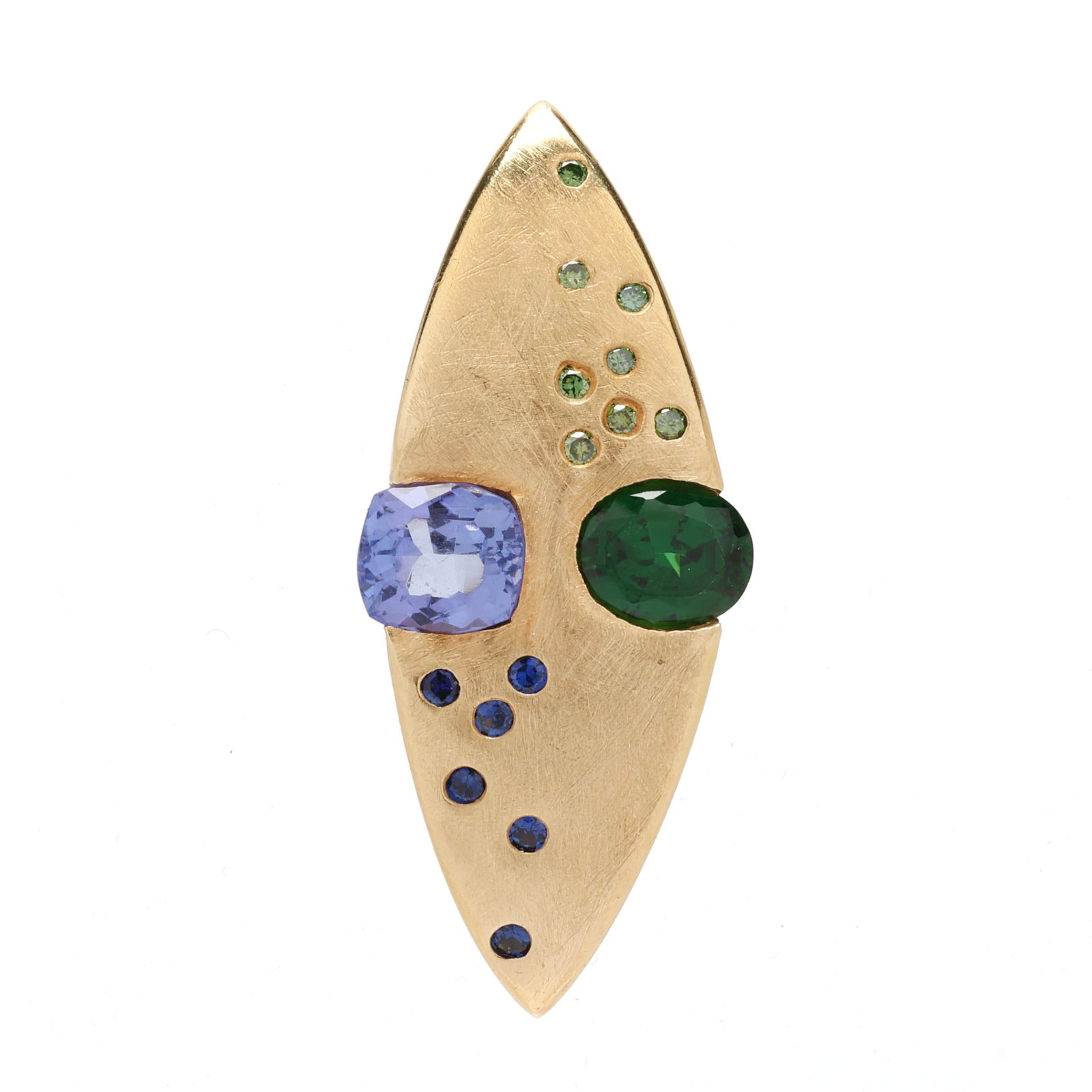Gold, Tanzanite, and Tsavorite Garnet Pendant, Phillip Dismuke for Jewelsmith (1 of 4)