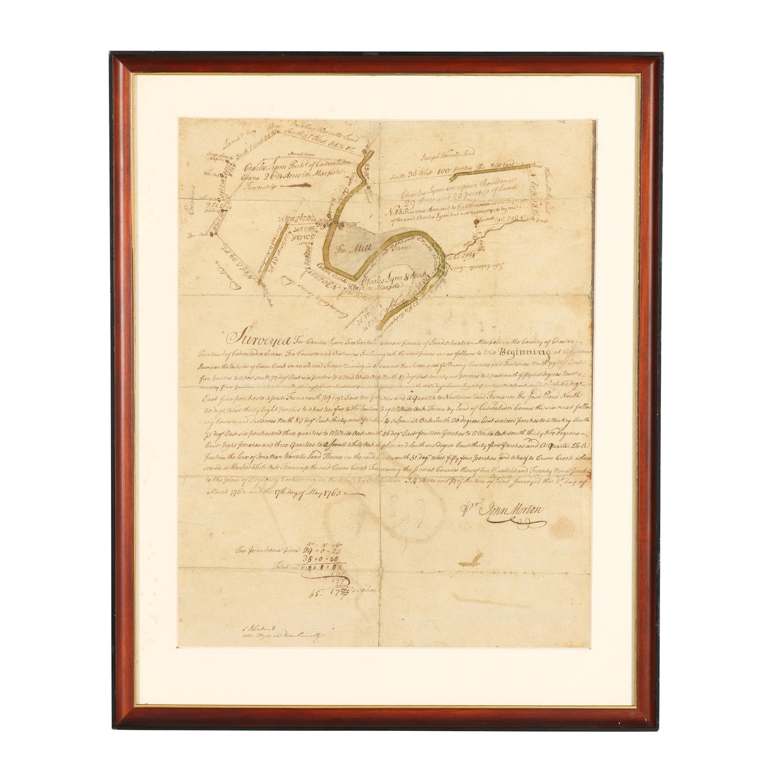 John Morton, Signer of the Declaration of Independence, Signed Pennsylvania Land Survey (1 of 8)