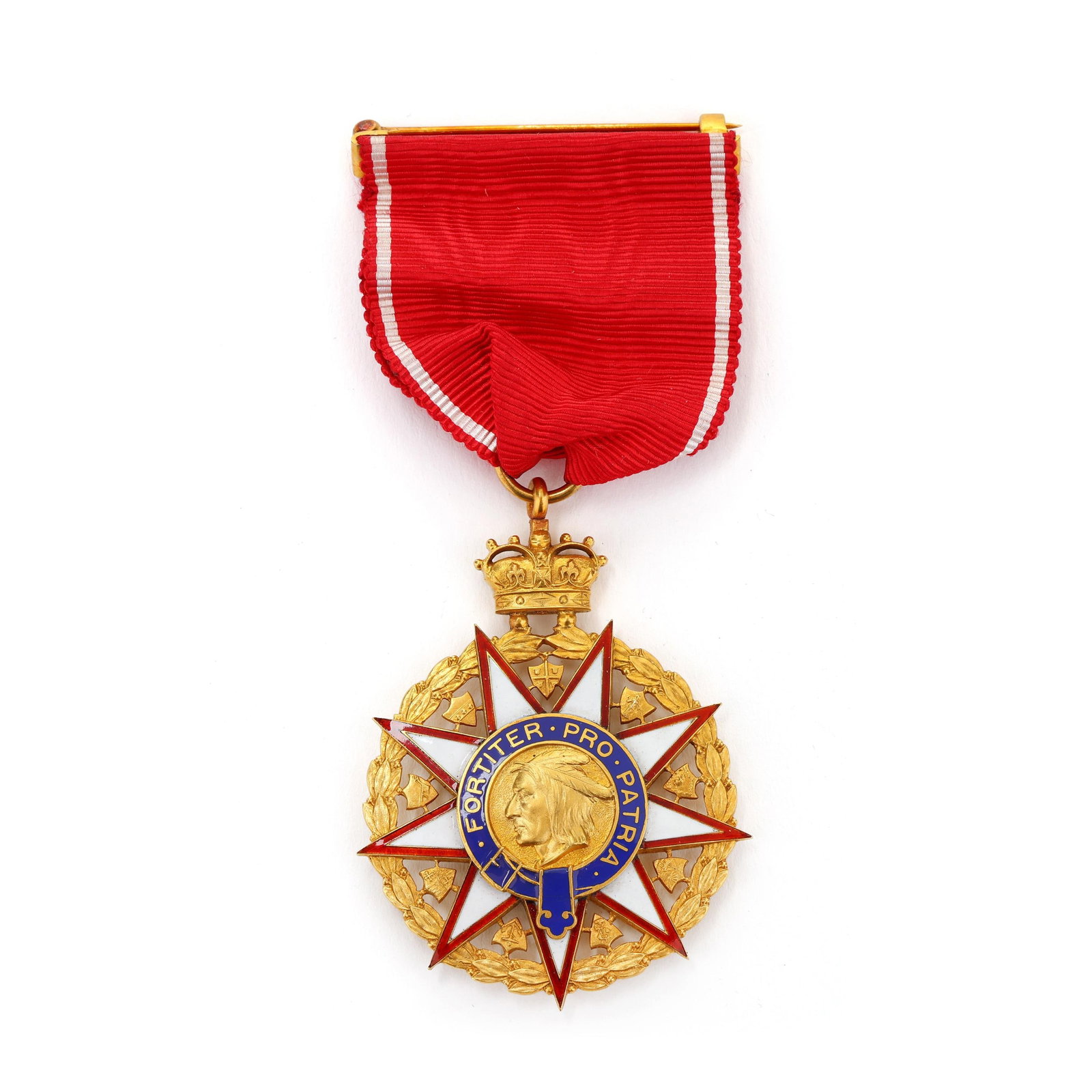 Society of Colonial Wars Medal by Tiffany & Co., Union Square, New York: Society of Colonial Wars Medal by Tiffany & Co., Union Square, New York 14k gold with enamel decoration; serial number 912 is paired with N.Y. on the reverse of the crown, likely indicating the owner'