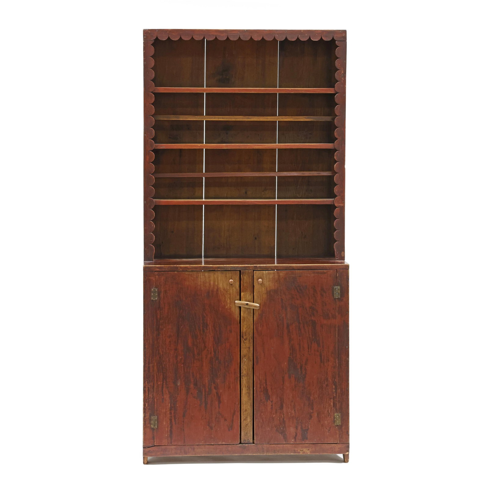 North Carolina Red Washed Folky Diminutive Pewter Cupboard (1 of 10)