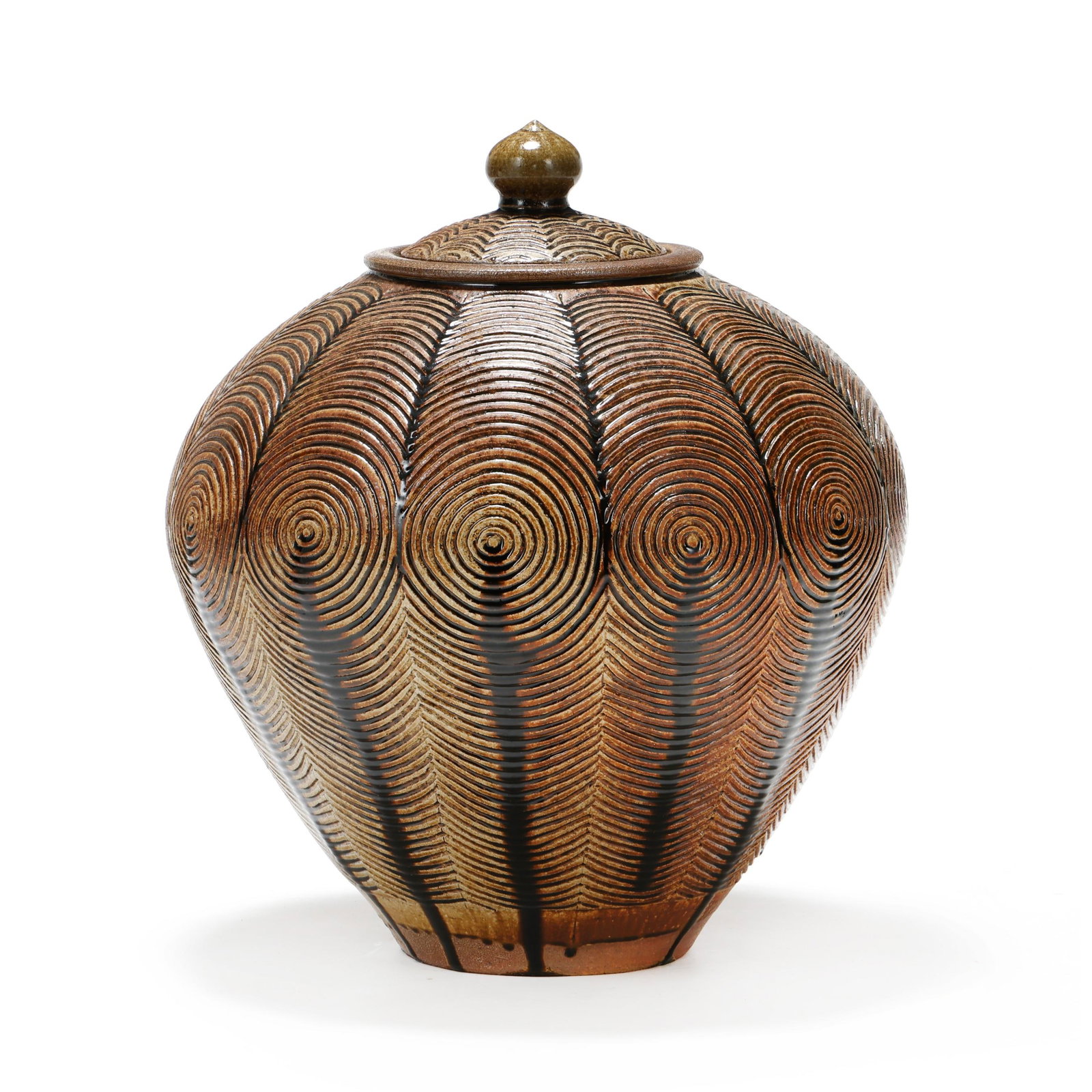 Donna Craven (NC), Impressive Carved Pottery Floor Jar with Cover (1 of 7)