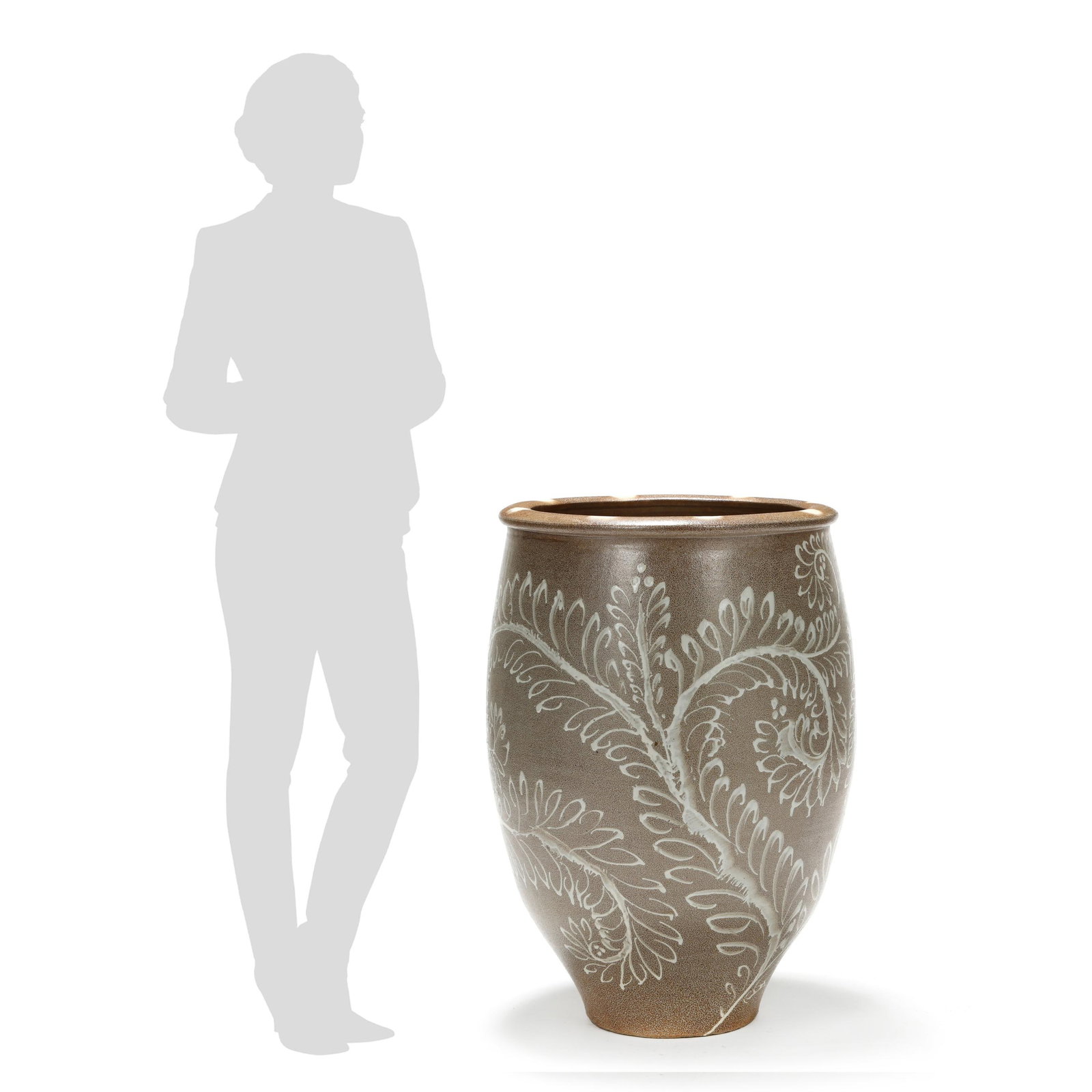 John Vigeland for East Fork Pottery (NC), Large Slip Decorated Stoneware Pot (1 of 8)