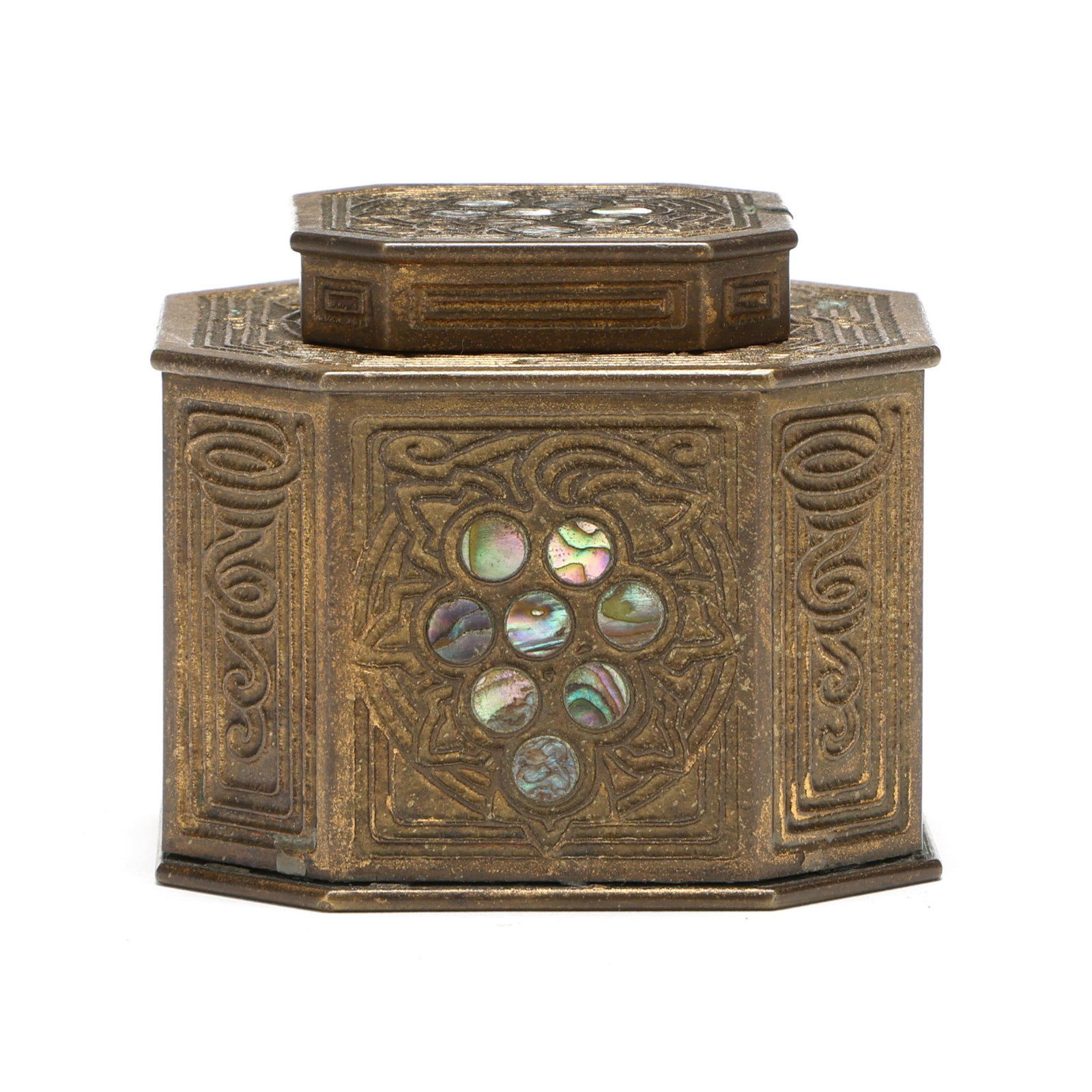 Tiffany Studios, Abalone Bronze Inkstand (1 of 8)