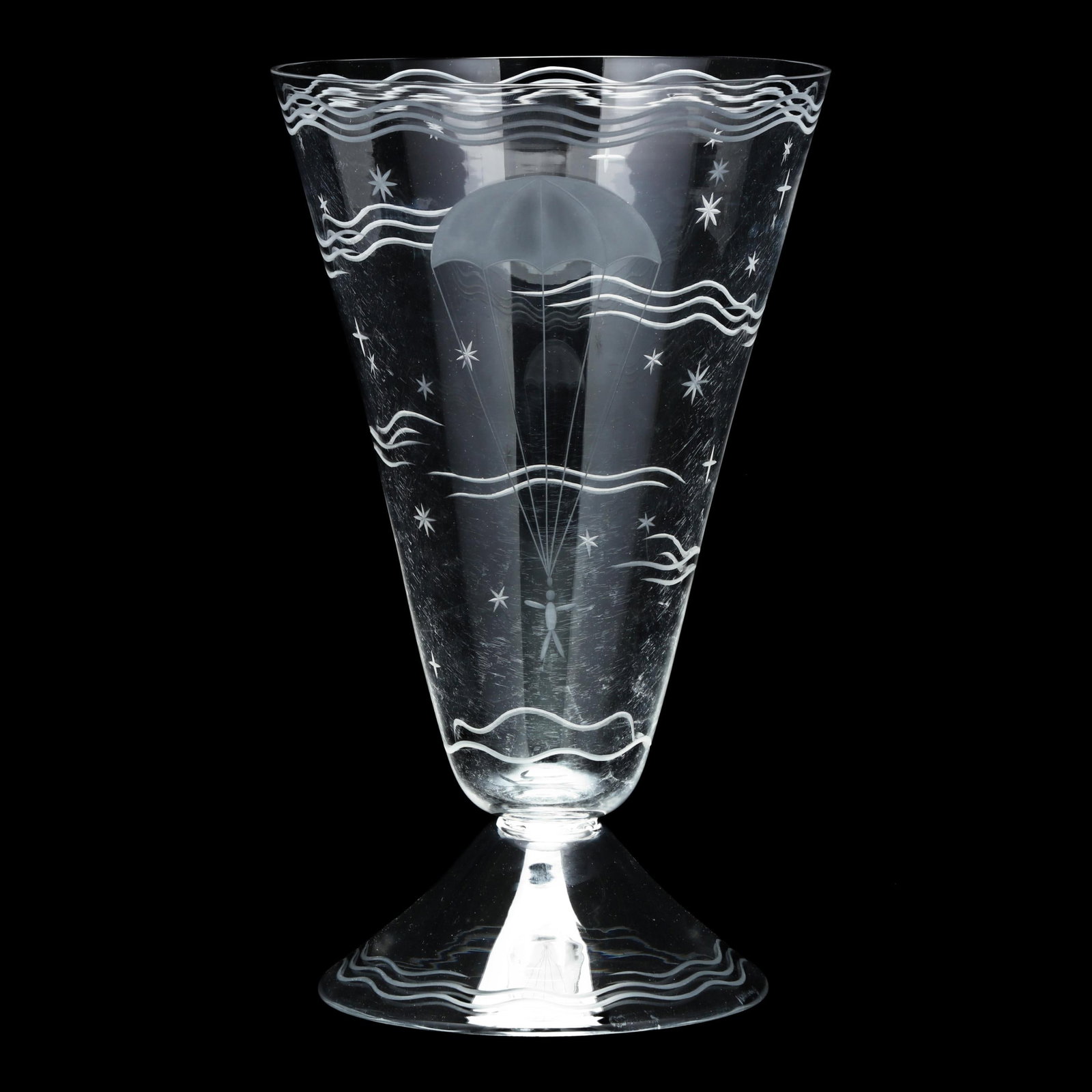 Walter Dorwin Teague (American, 1883-1960), Art Deco Parachute Vase for Steuben (1 of 7)
