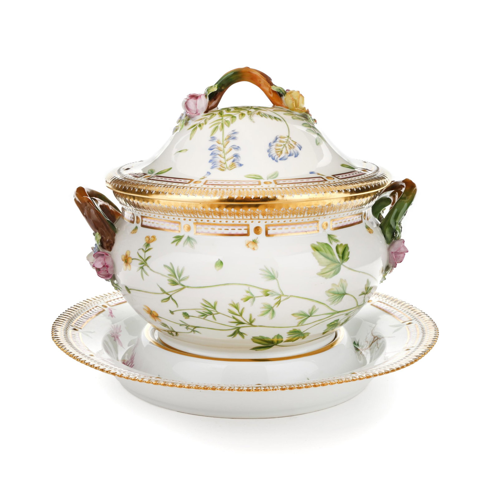 Royal Copenhagen, Flora Danica Porcelain Round Lidded Tureen with Ladle and Underplate (1 of 13)