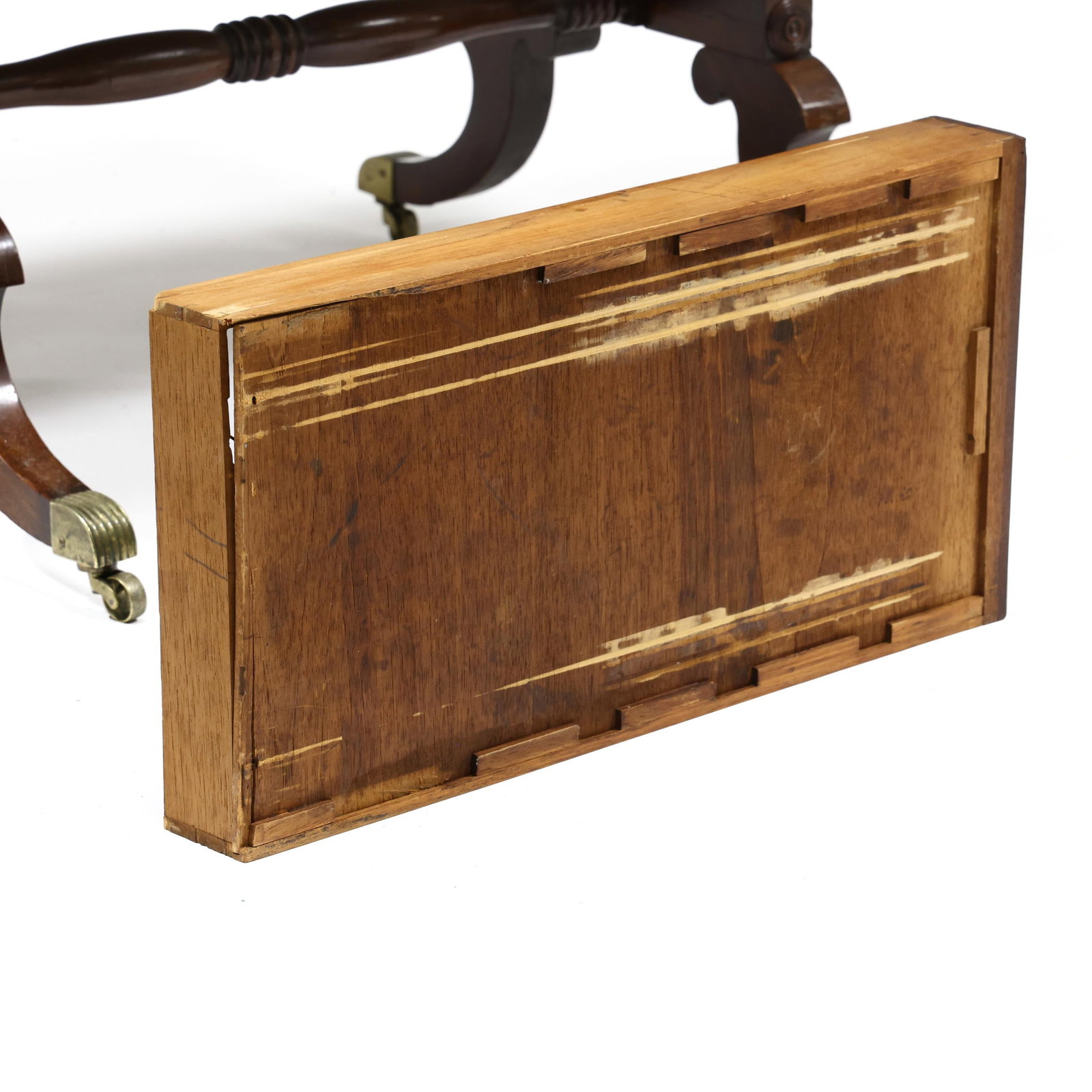 Regency Mahogany Drop Leaf Lyre-Base Library Table - 7