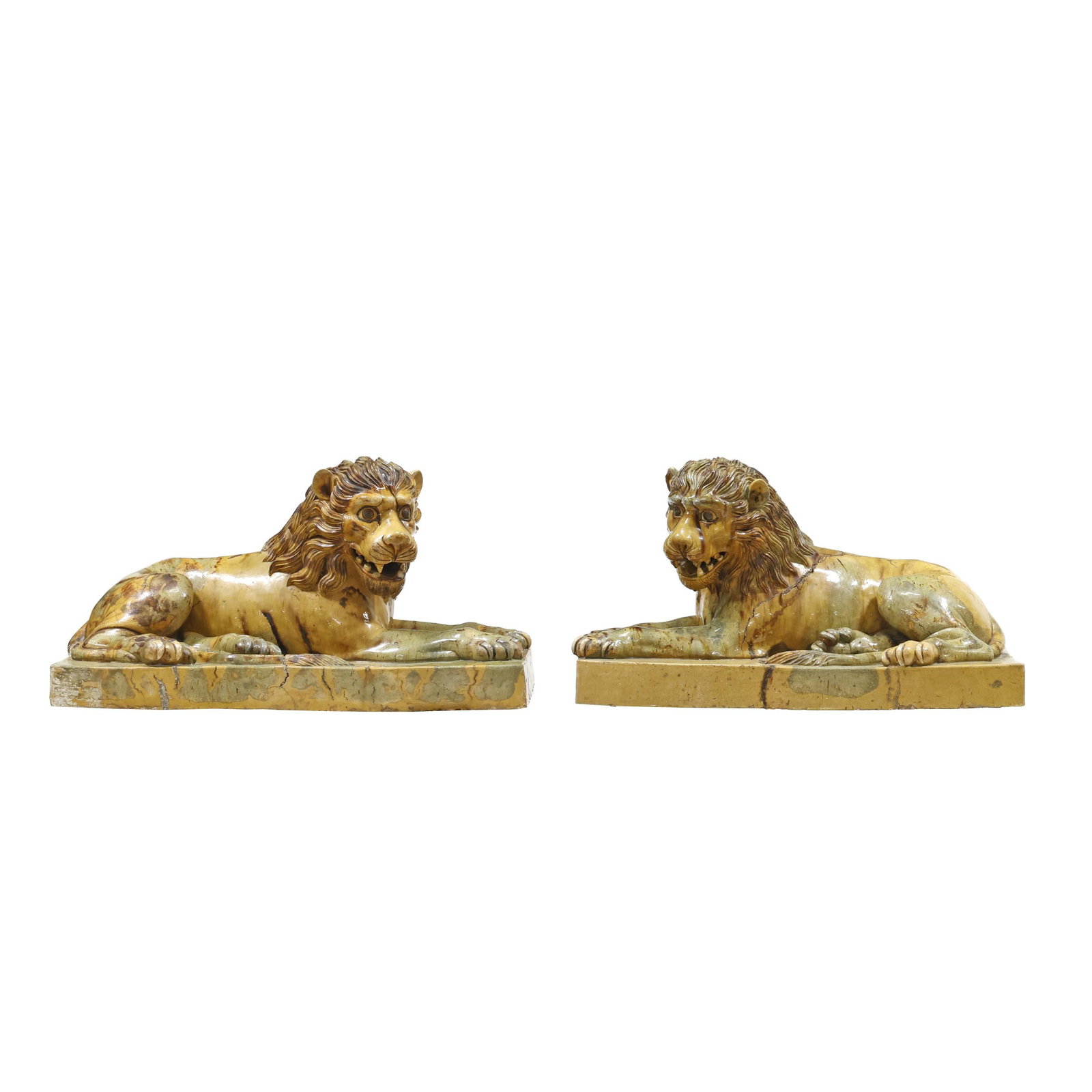 An Impressive Pair of Large Recumbent Majolica Lions, Burn & Co. Ltd. (1 of 16)