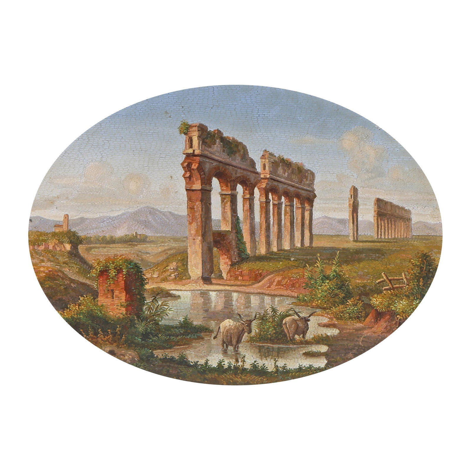 A Fine Italian Grand Tour Micromosaic Plaque of a Roman Aqueduct - 2
