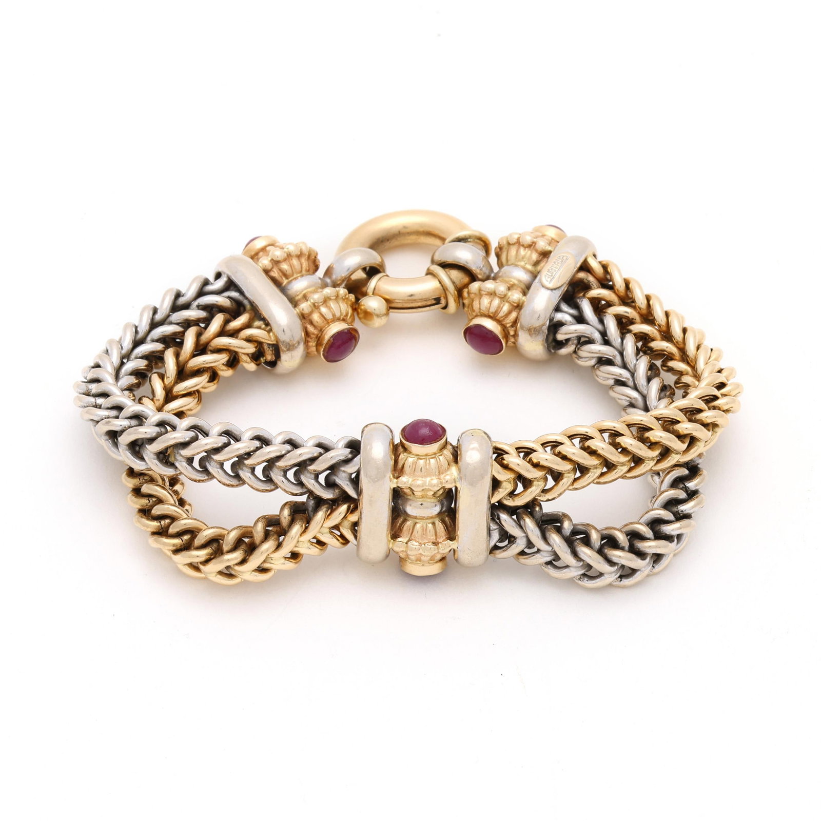 Bi-Color Gold and Ruby Chain Link Bracelet, Auritalia (1 of 6)