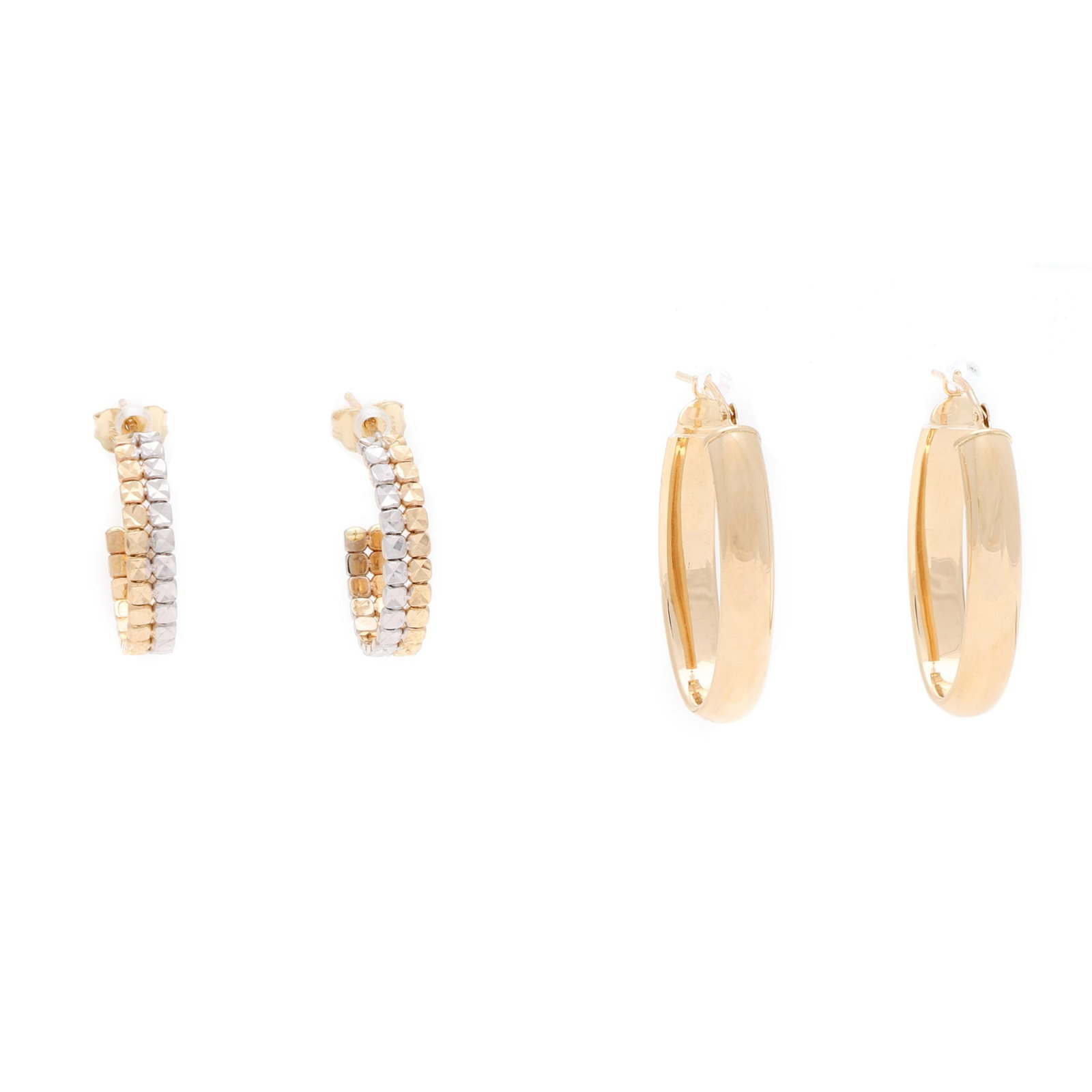 Two Pairs of Gold Hoop Earrings (1 of 6)