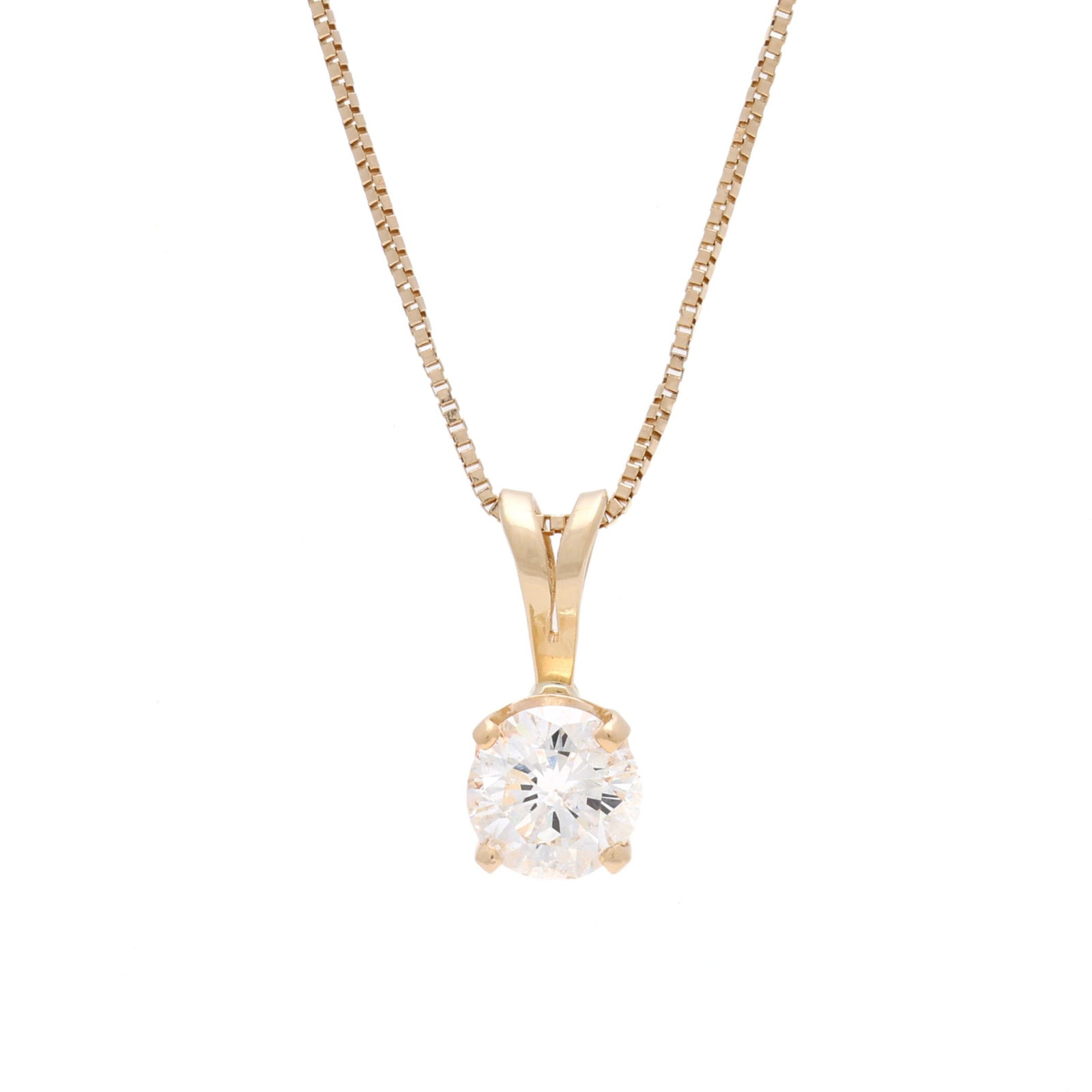 Gold and Solitaire Diamond Pendant Necklace (1 of 5)