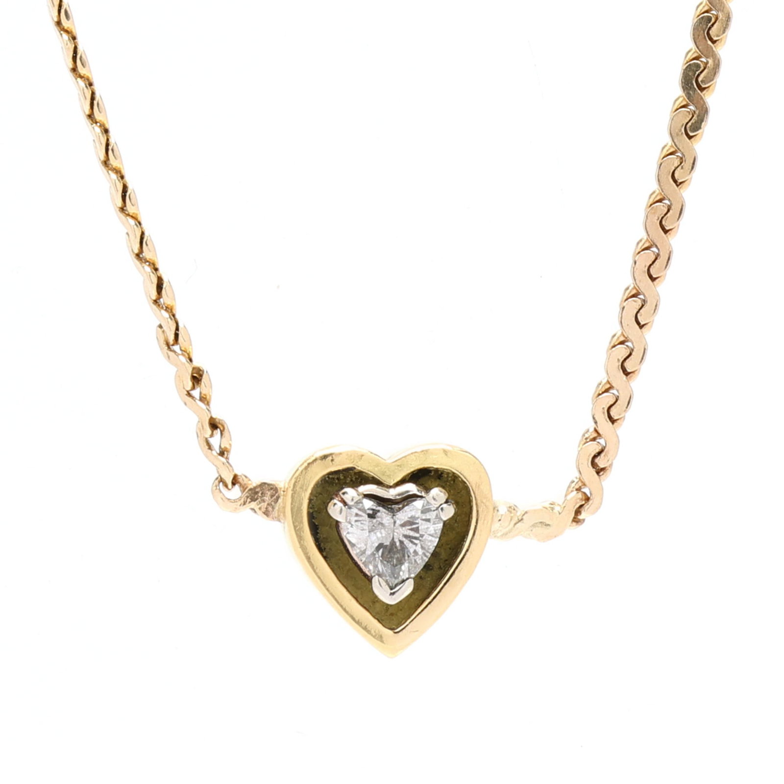 Gold and Diamond Heart Pendant Necklace (1 of 4)