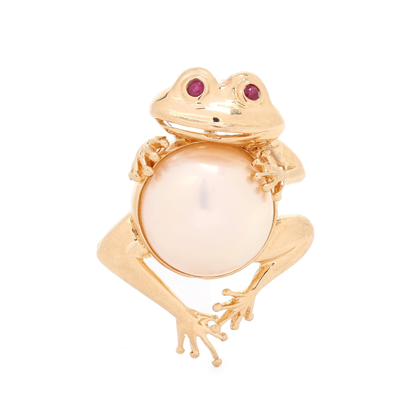 Gold, Pearl, and Ruby Frog Brooch (1 of 3)