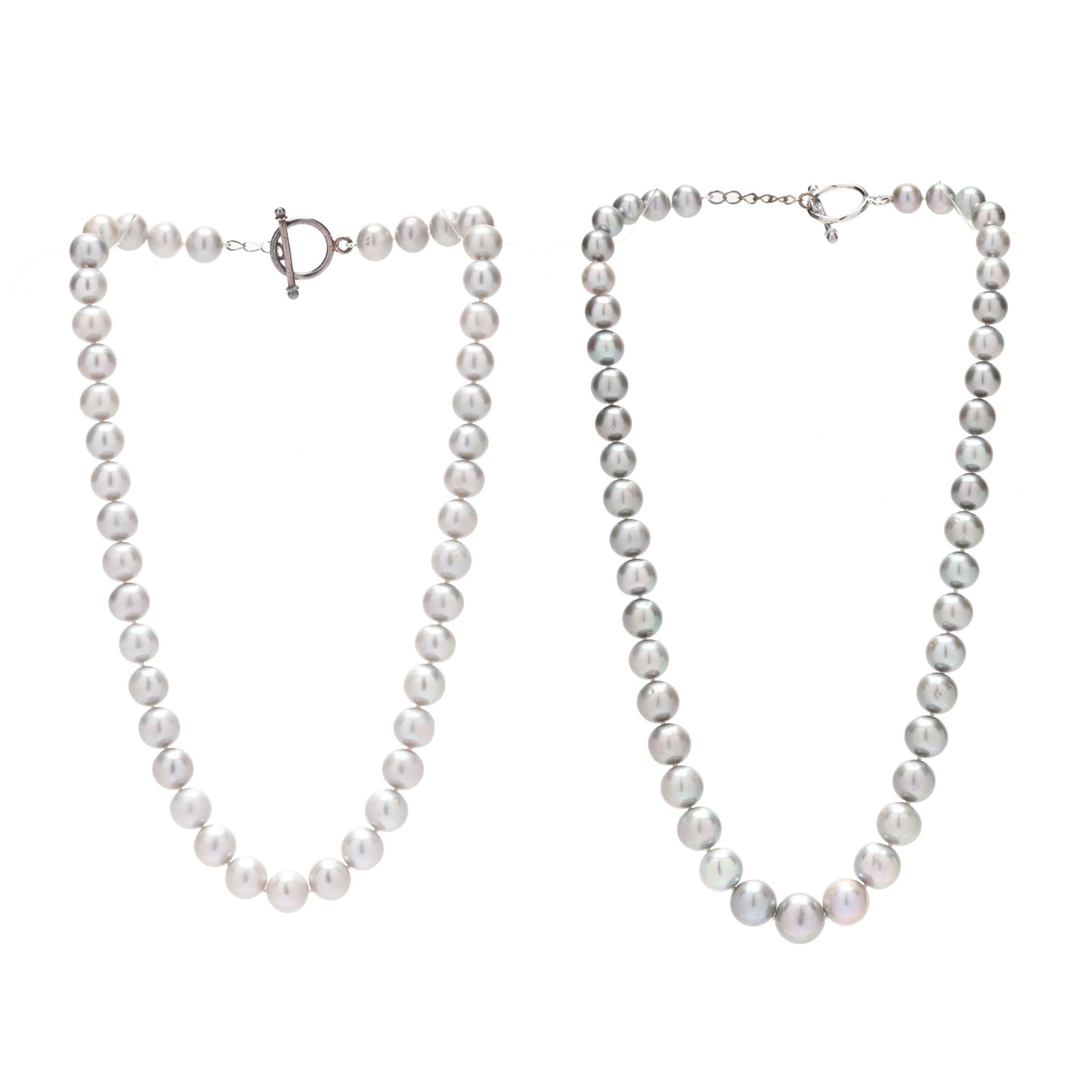 Two Single Strand Gray Pearl Necklaces (1 of 9)