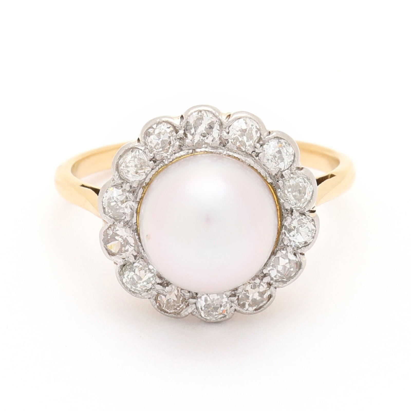 Bi-Color Gold, Pearl, and Diamond Ring (1 of 4)