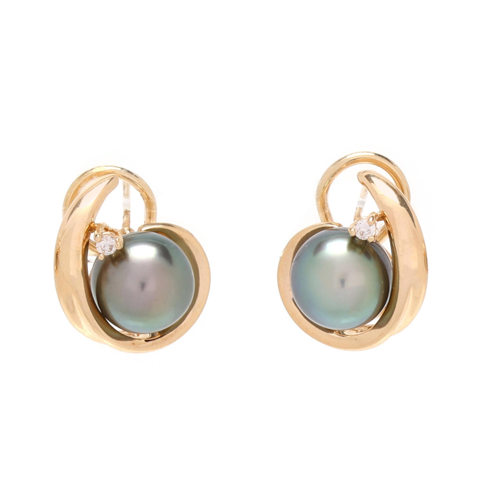 Gold and Tahitian Pearl Earrings (1 of 4)