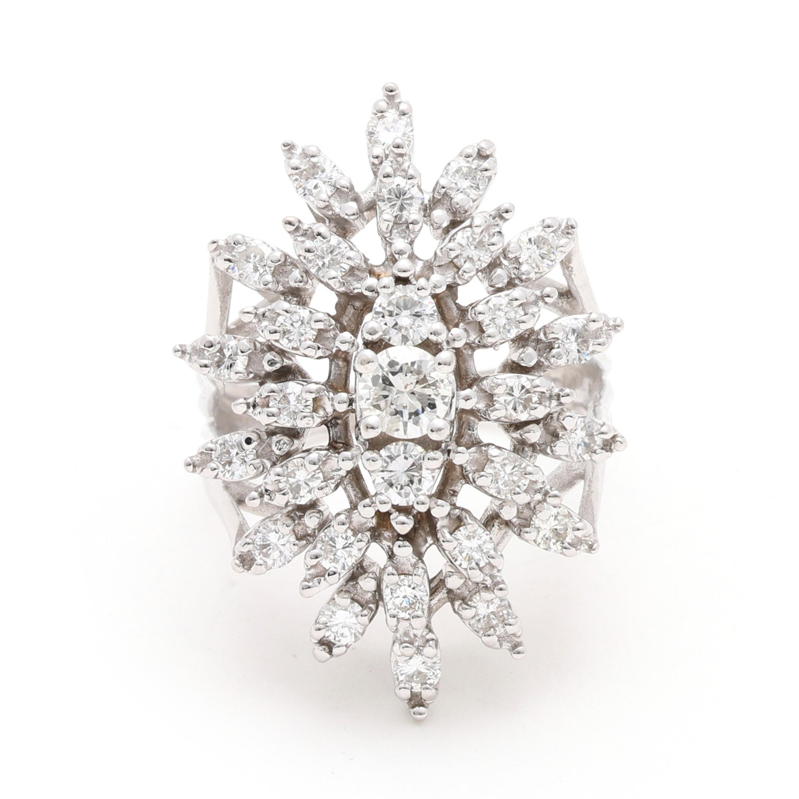 White Gold and Diamond Cluster Ring (1 of 5)