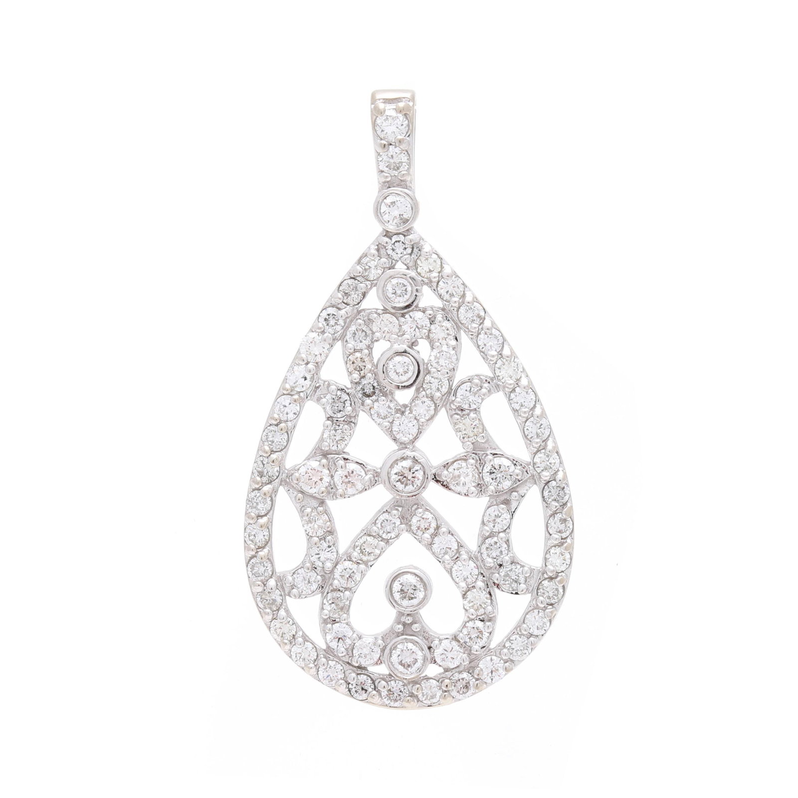 White Gold and Diamond Pear Shaped Pendant (1 of 3)