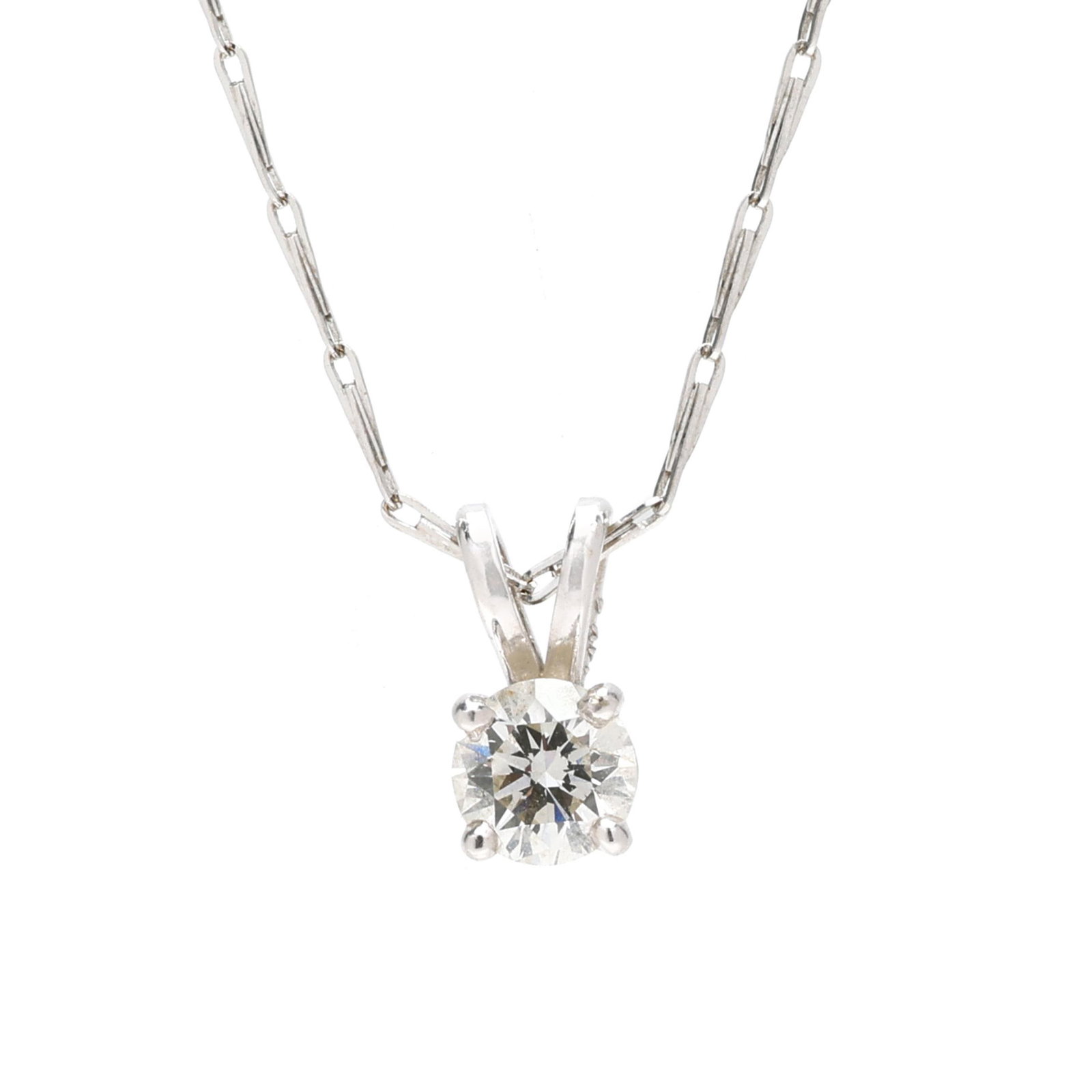 White Gold and Diamond Solitaire Pendant Necklace (1 of 4)