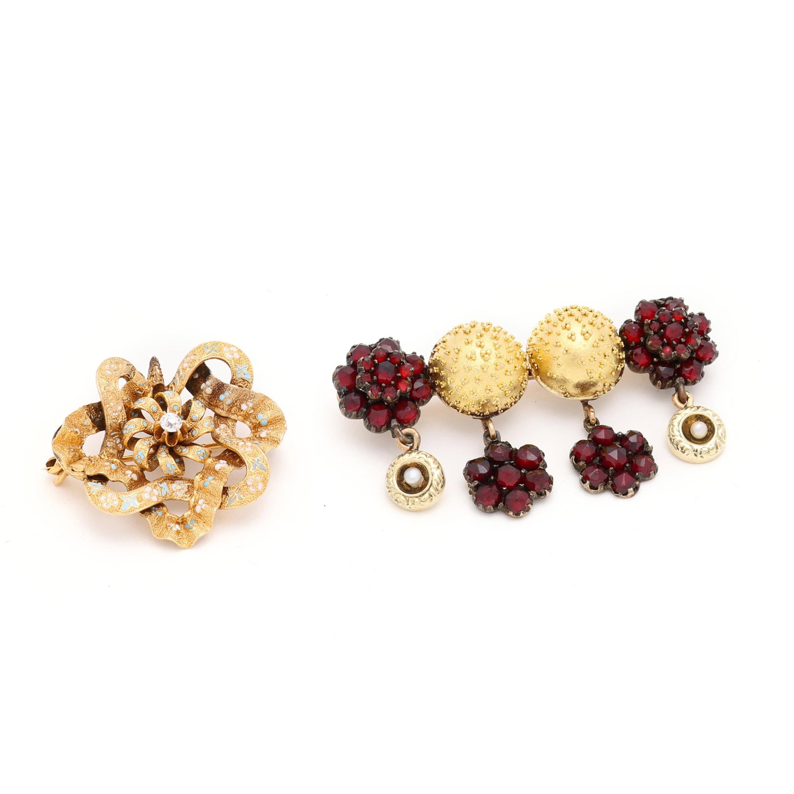 Two Vintage Gold and Gem-Set Brooches (1 of 2)