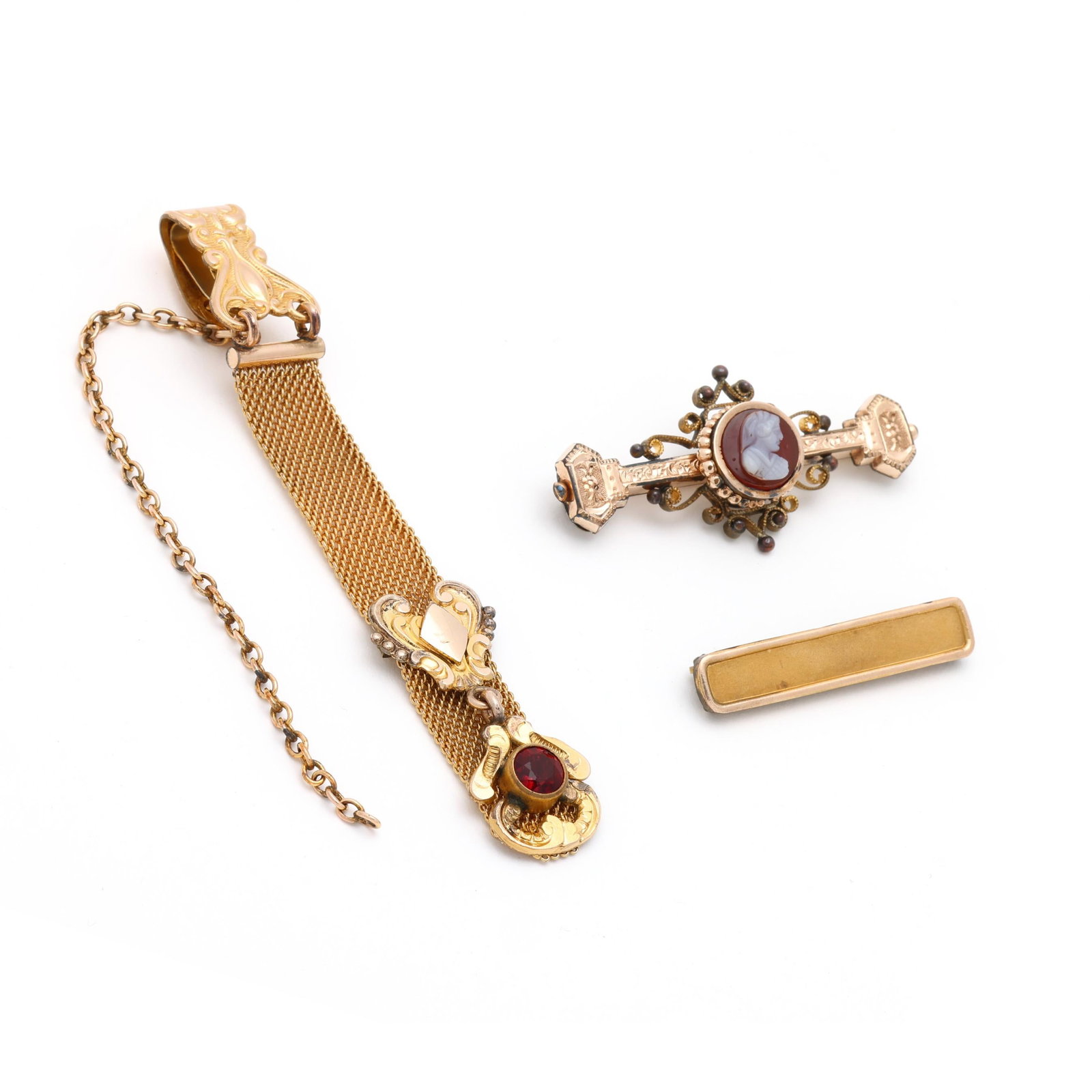 Two Vintage Gold-Filled Brooches and A Gold-Filled Watch Fob (1 of 4)