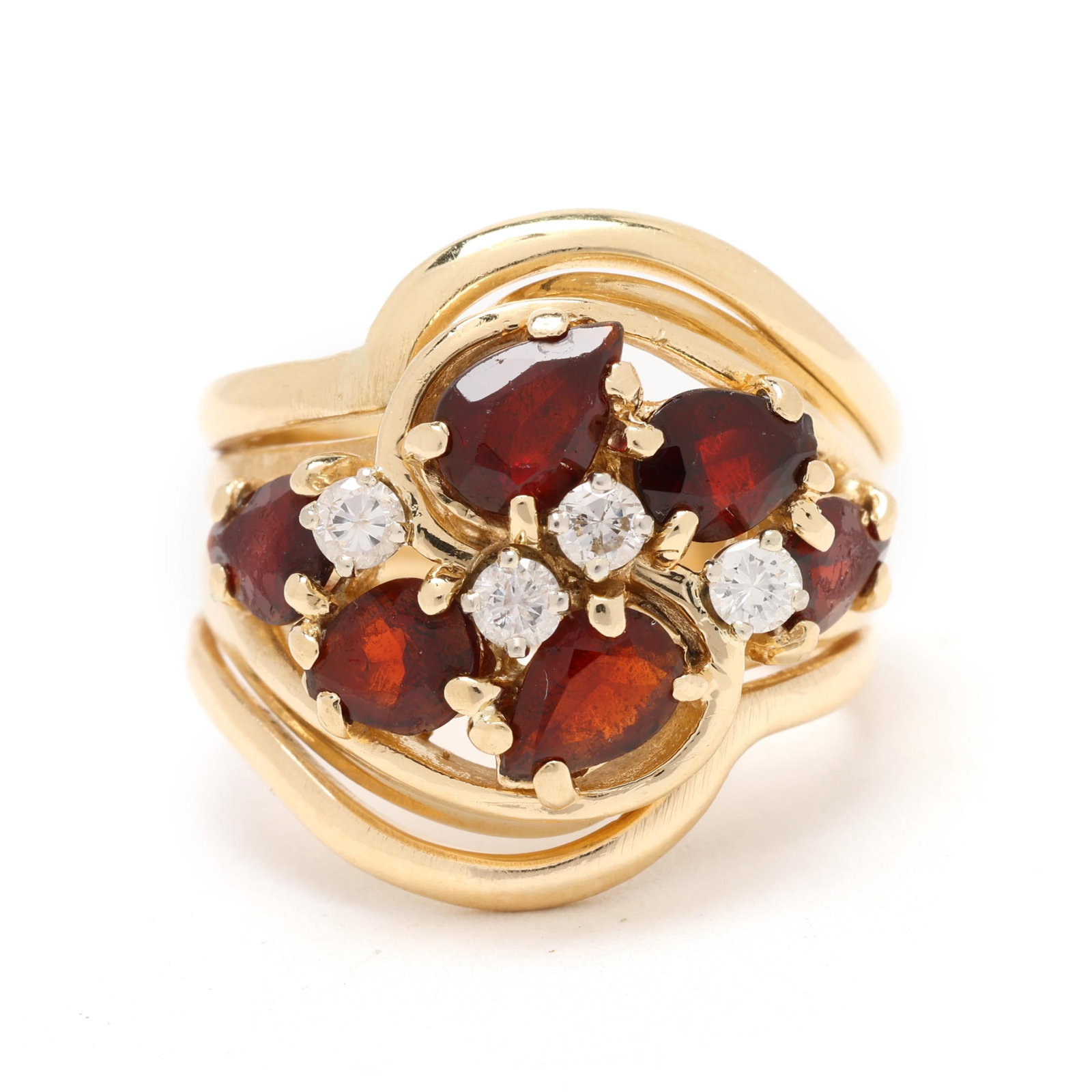 Gold, Garnet, and Diamond Cluster Ring (1 of 5)