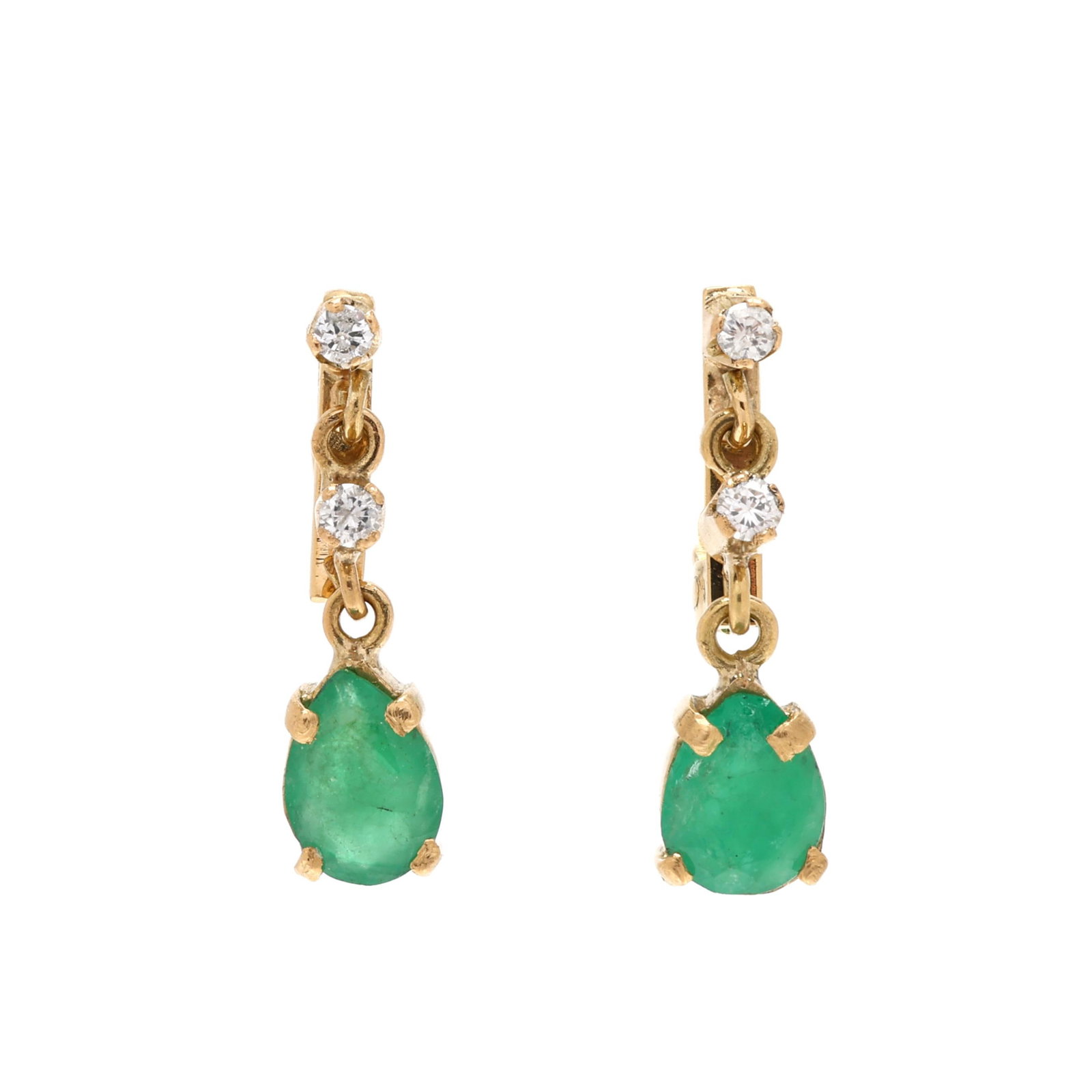 Gold, Emerald, and Diamond Drop Earrings (1 of 2)
