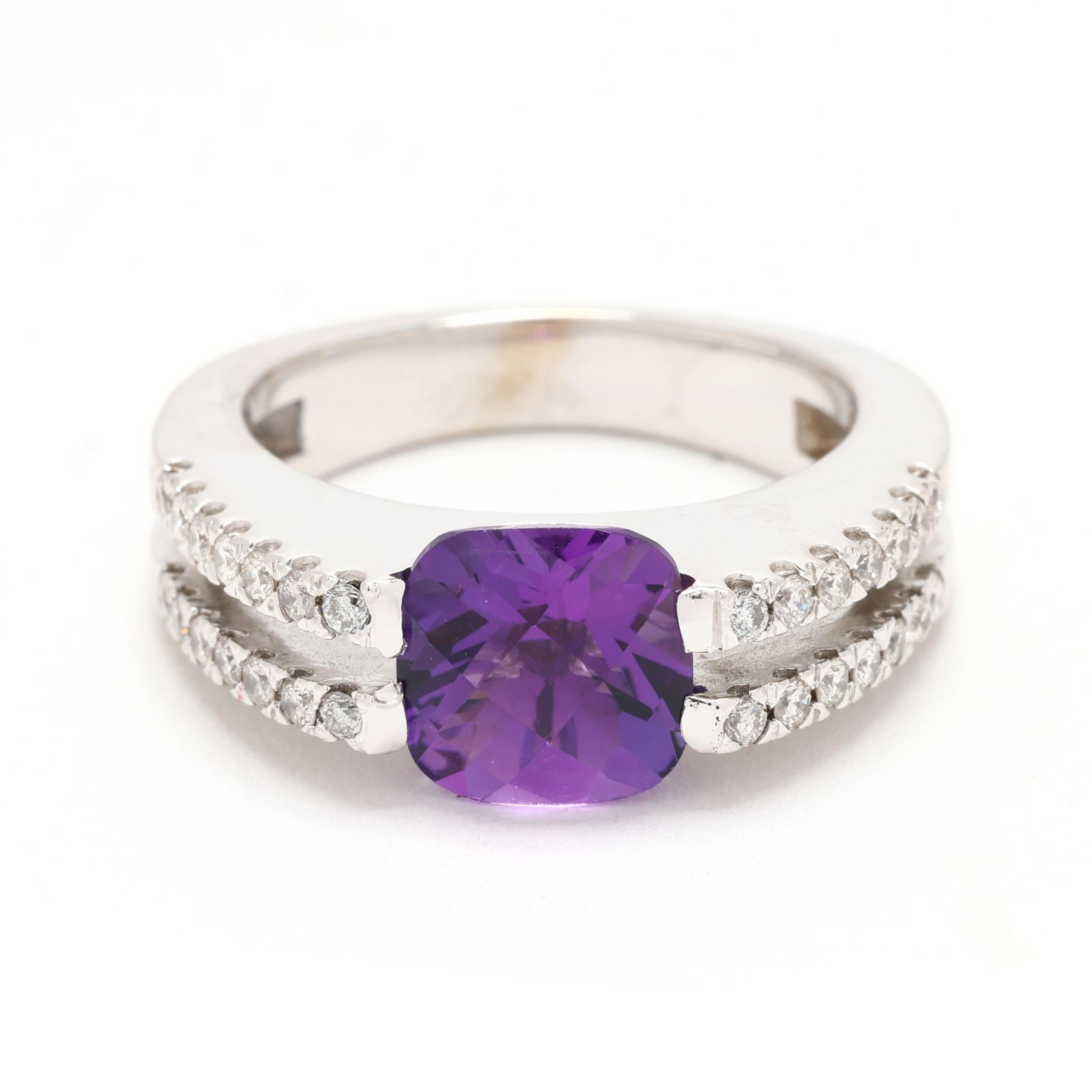 White Gold, Amethyst, and Diamond Ring (1 of 4)