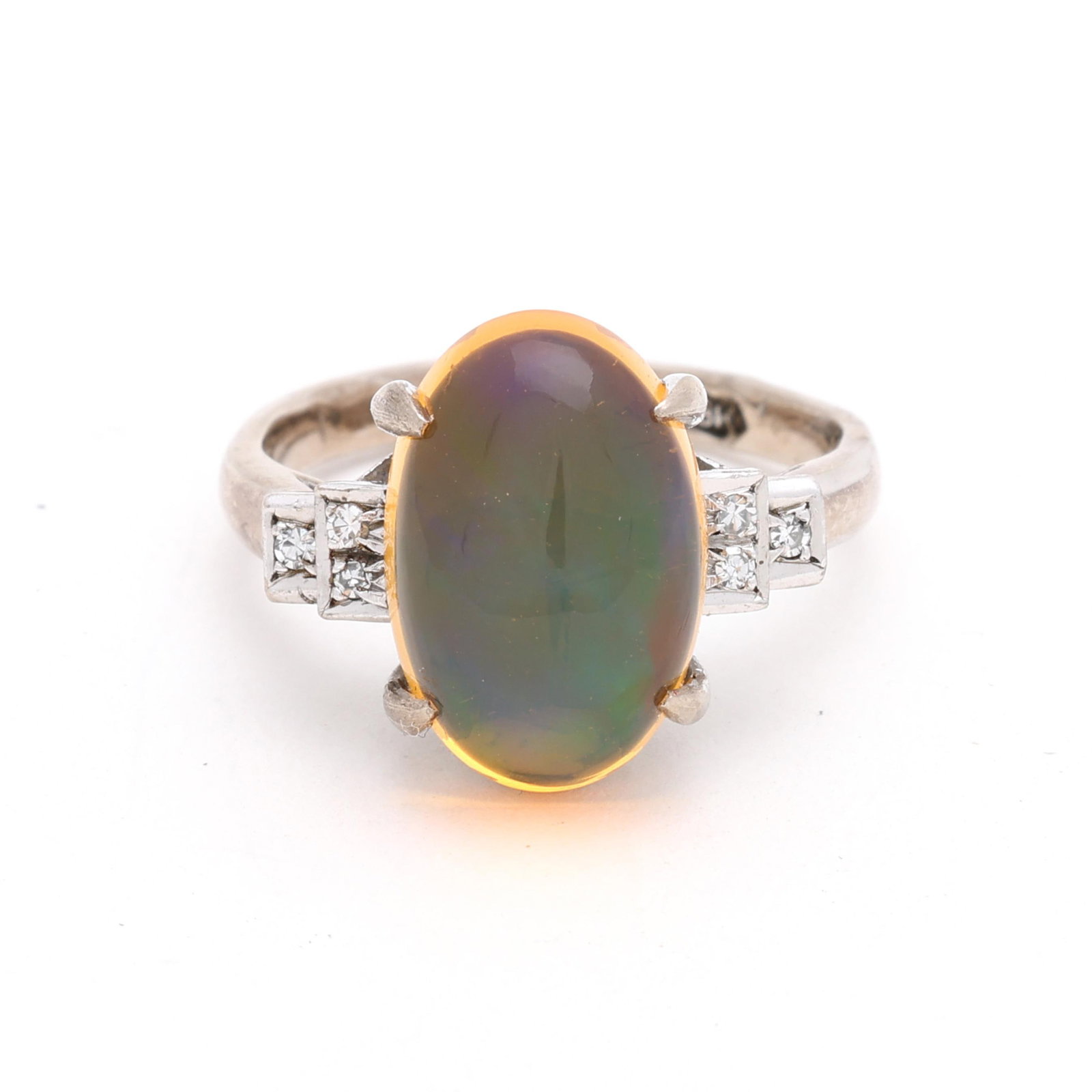 White Gold, Opal, and Diamond Ring (1 of 5)