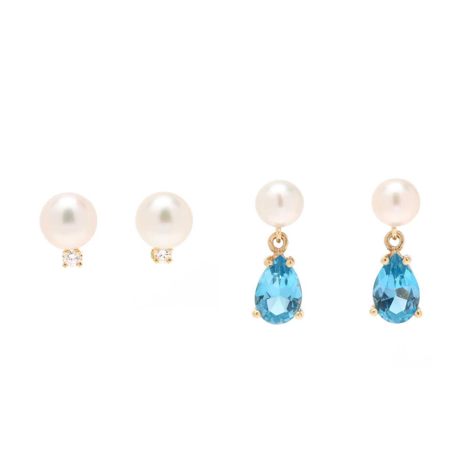 Two Pairs of Pearl and Gem-Set Earrings (1 of 9)
