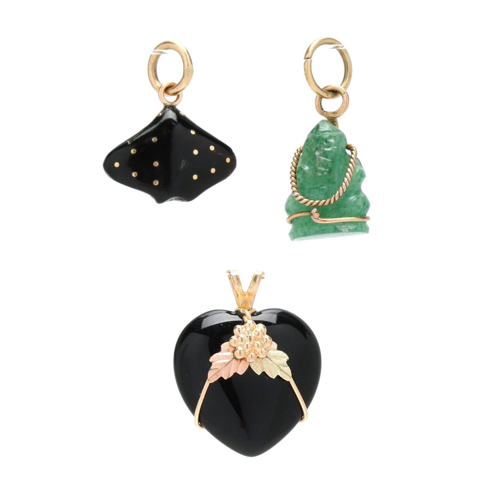 Three Gold and Carved Gemstone Pendants (1 of 5)