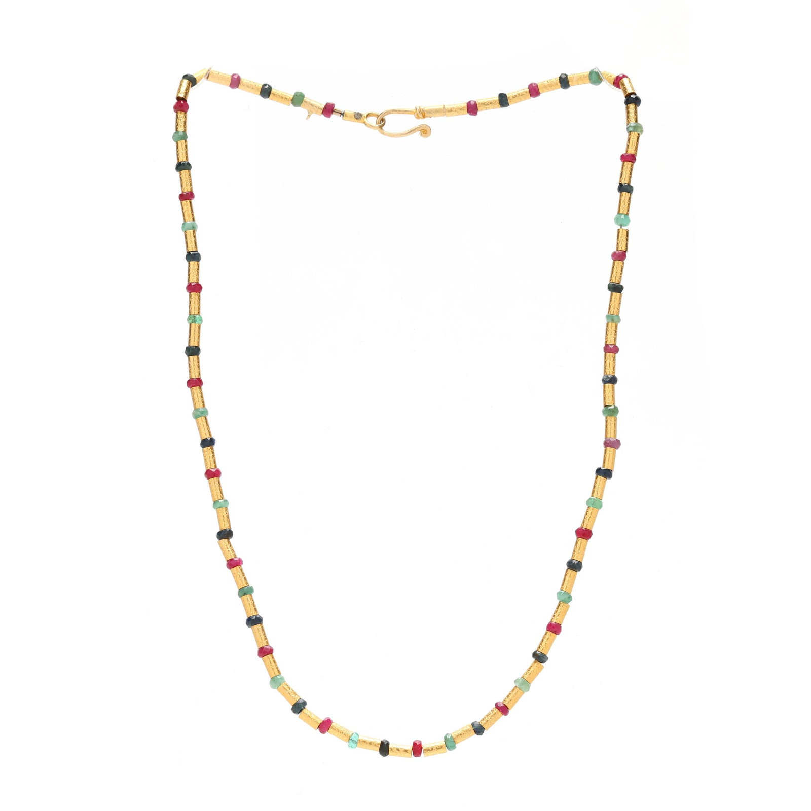 Gold and Gem-Set Beaded Necklace (1 of 3)