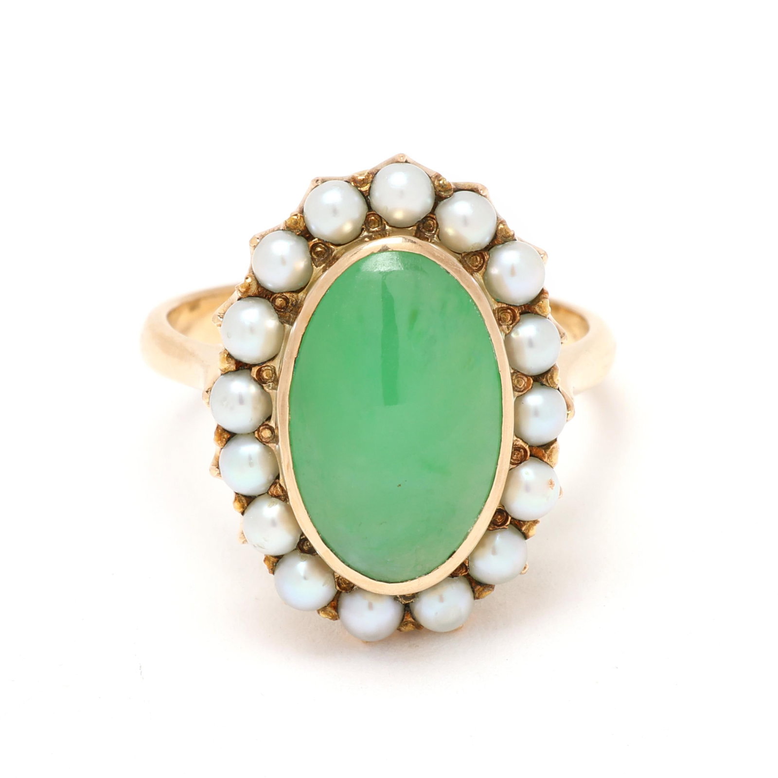 Gold, Jadeite Jade, and Seed Pearl Ring (1 of 5)