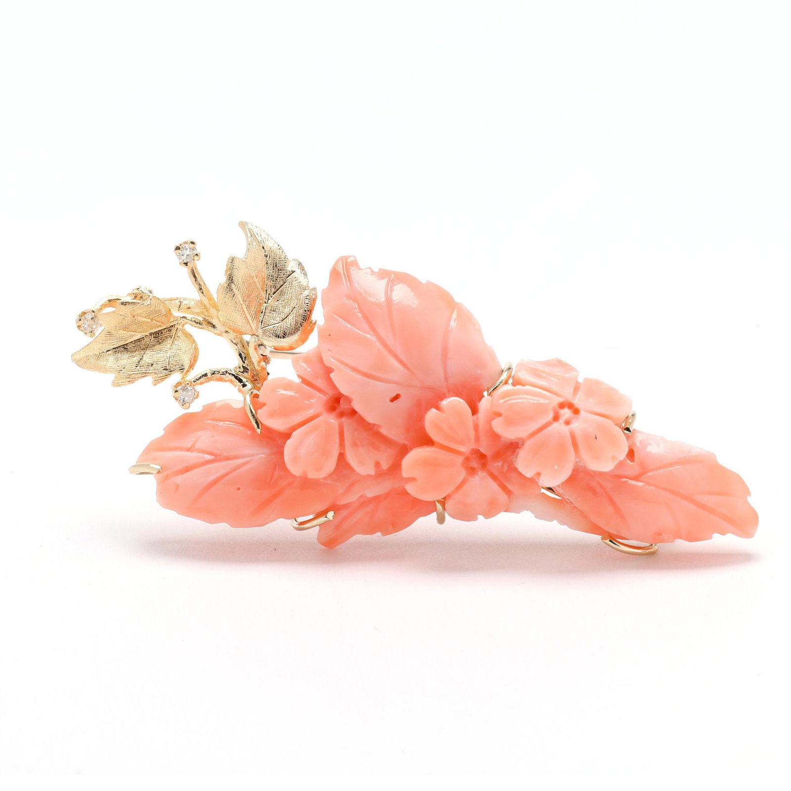Gold and Carved Coral Brooch (1 of 3)
