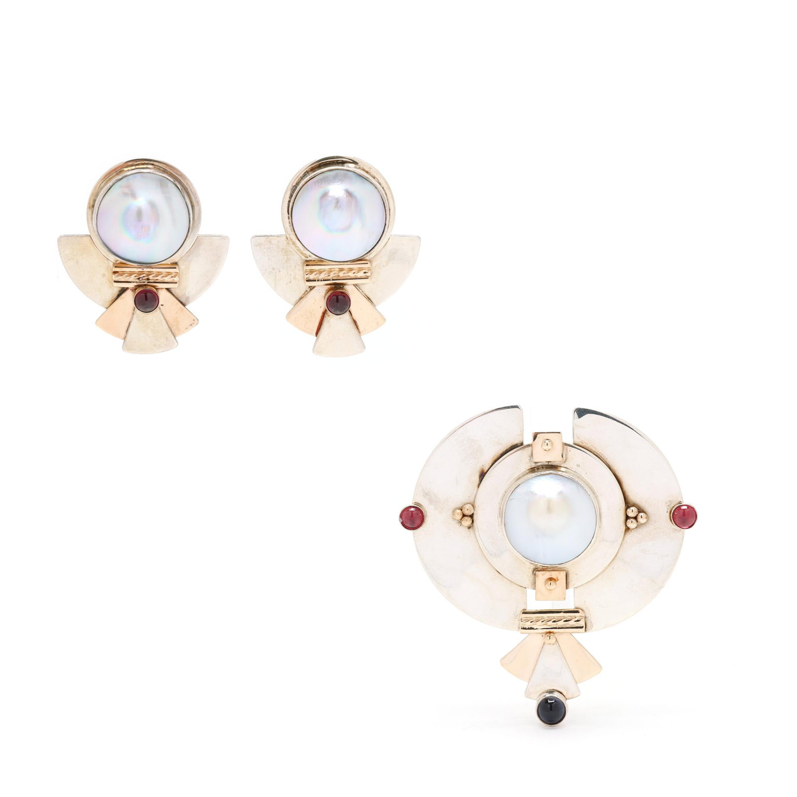 Silver Modernist Brooch and Earrings, Arlene Siwak (1 of 8)