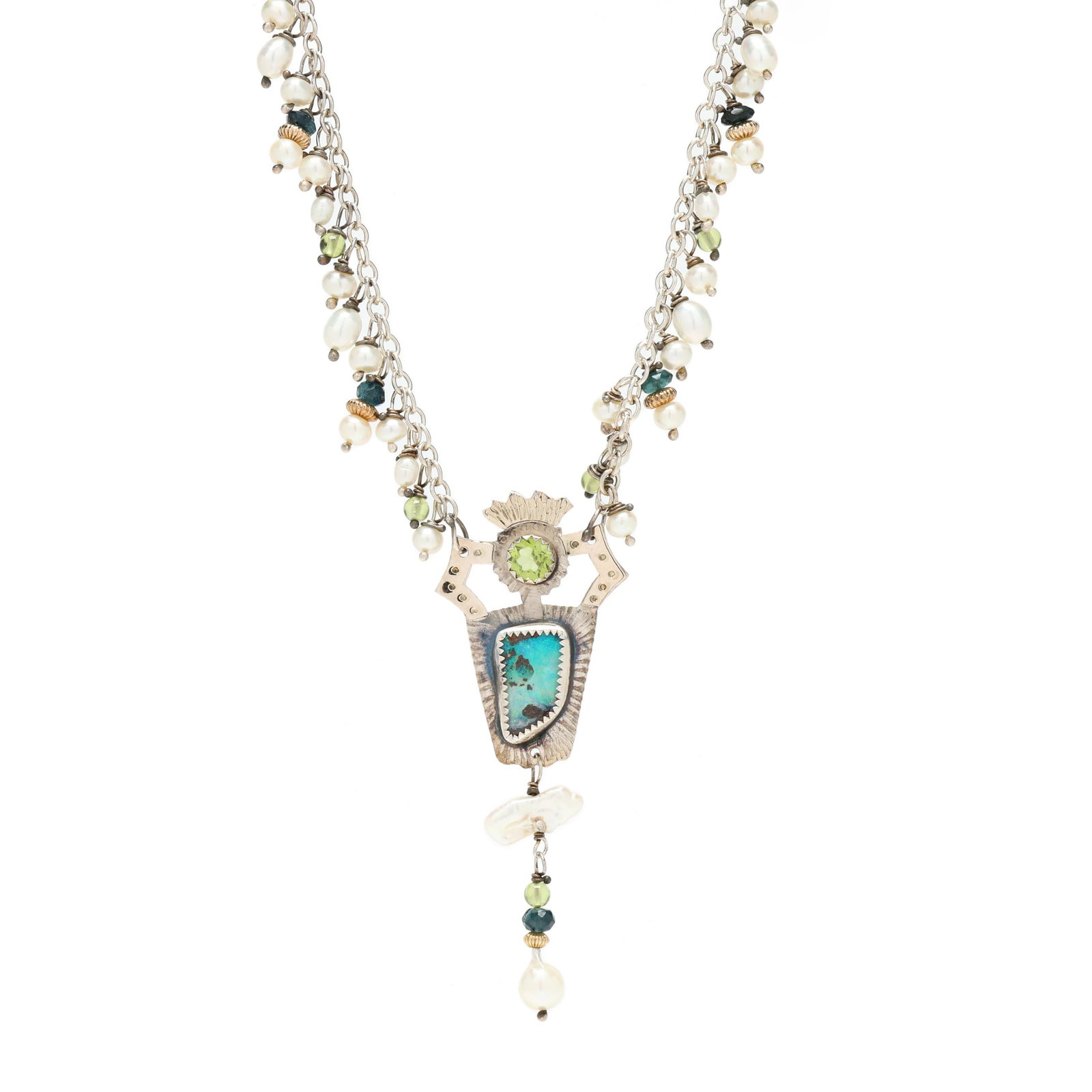 Pearl and Gem-Set Artist Designed Necklace, Signed (1 of 4)