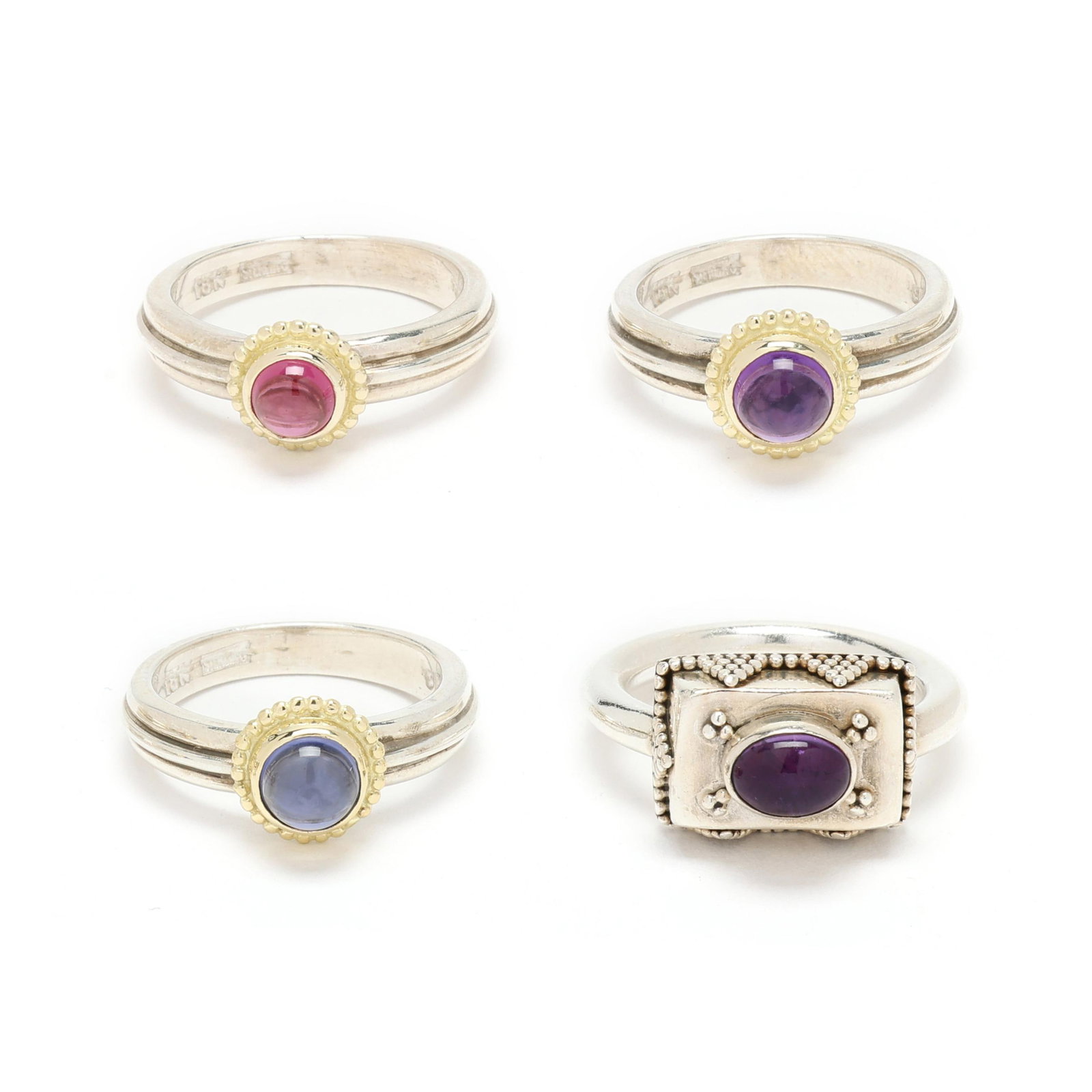 Four Silver and Gem-Set Rings (1 of 8)
