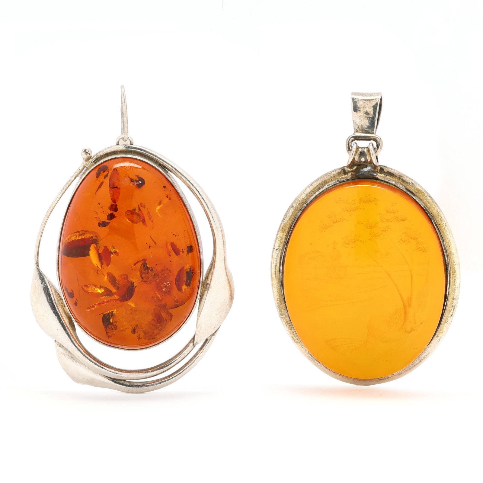 Two Silver and Amber Pendants (1 of 4)