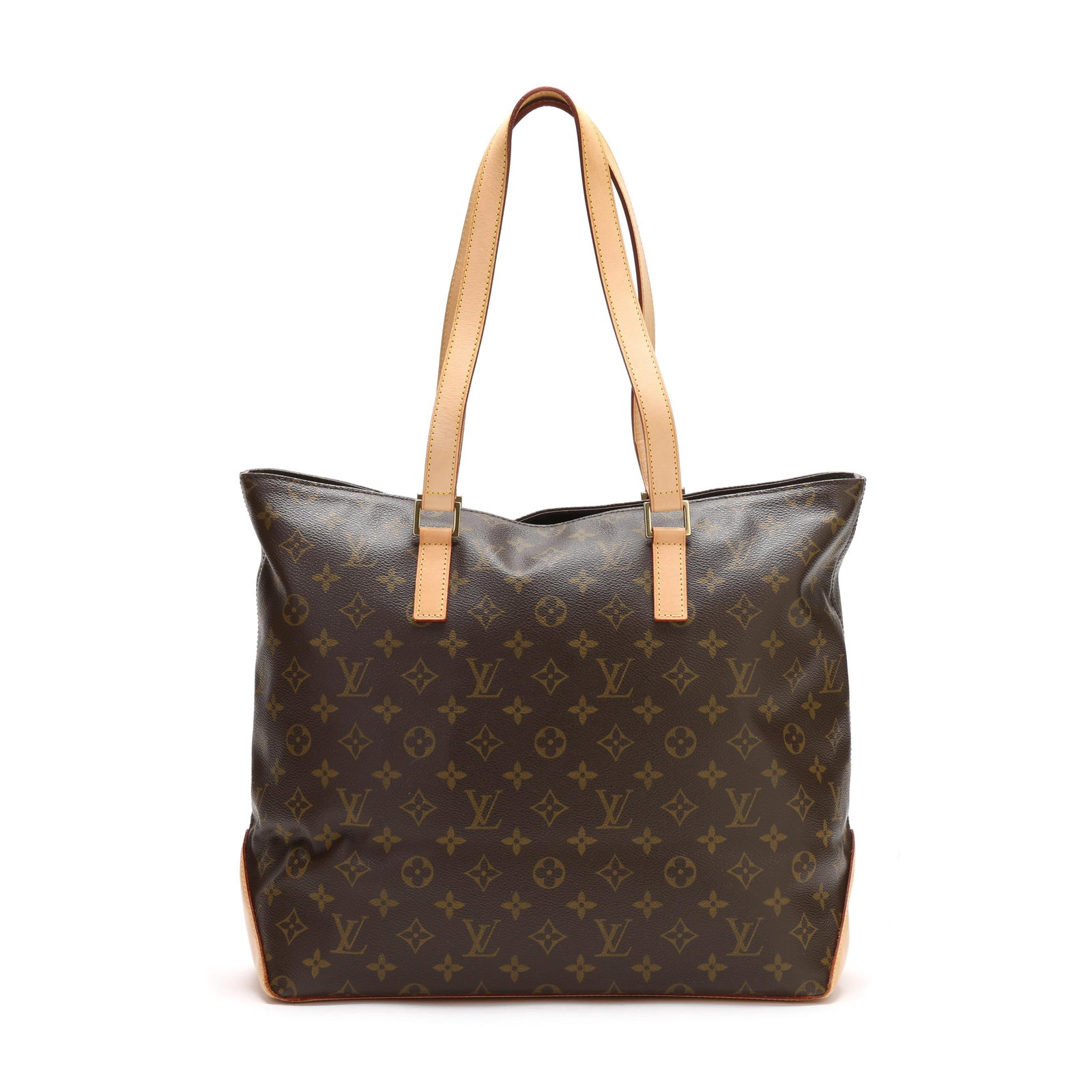 Canvas and Leather Mezzo Tote Bag, Louis Vuitton: Canvas and Leather Mezzo Tote Bag, Louis Vuitton made in the USA, the exterior in monogram canvas with Vachetta leather base, gold-tone hardware, flat leather handles, and main zipper pocket, the inte