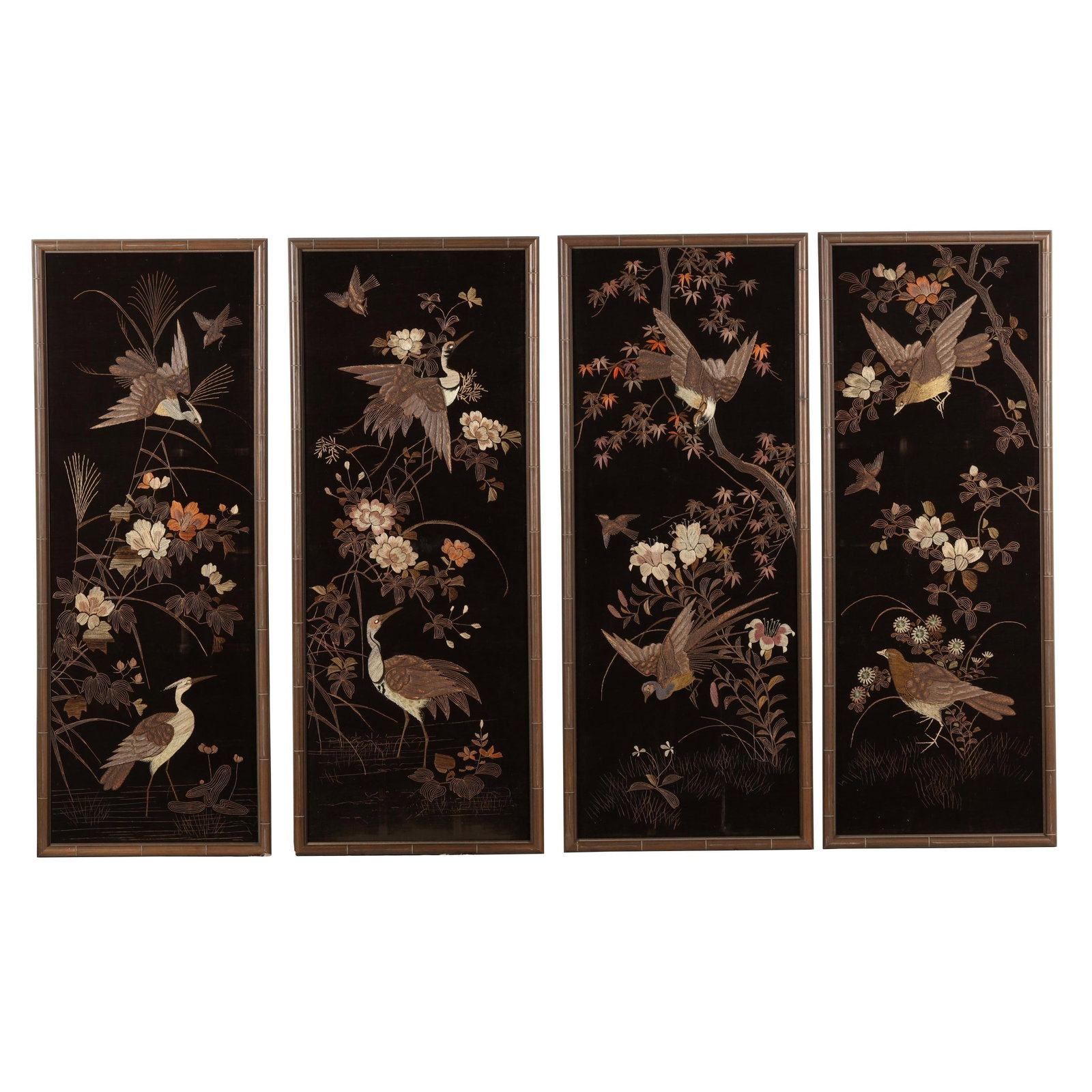 A Set of Four Asian Embroidered Panels (1 of 12)