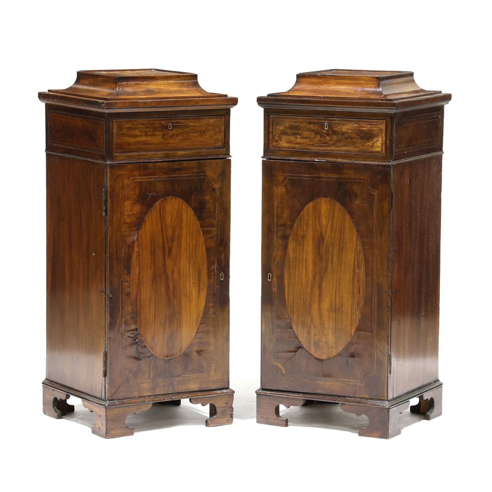 Pair of Georgian Inlaid Mahogany Side Cabinets (1 of 15)