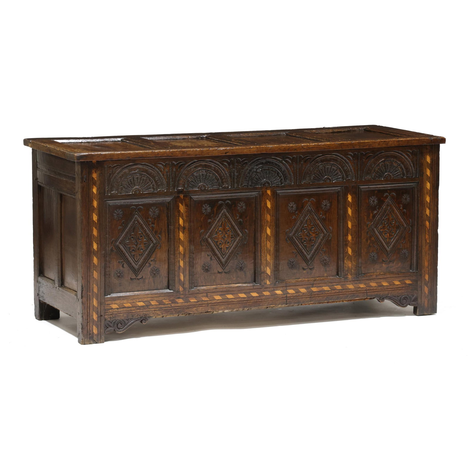 William and Mary Inlaid Oak Coffer (1 of 8)