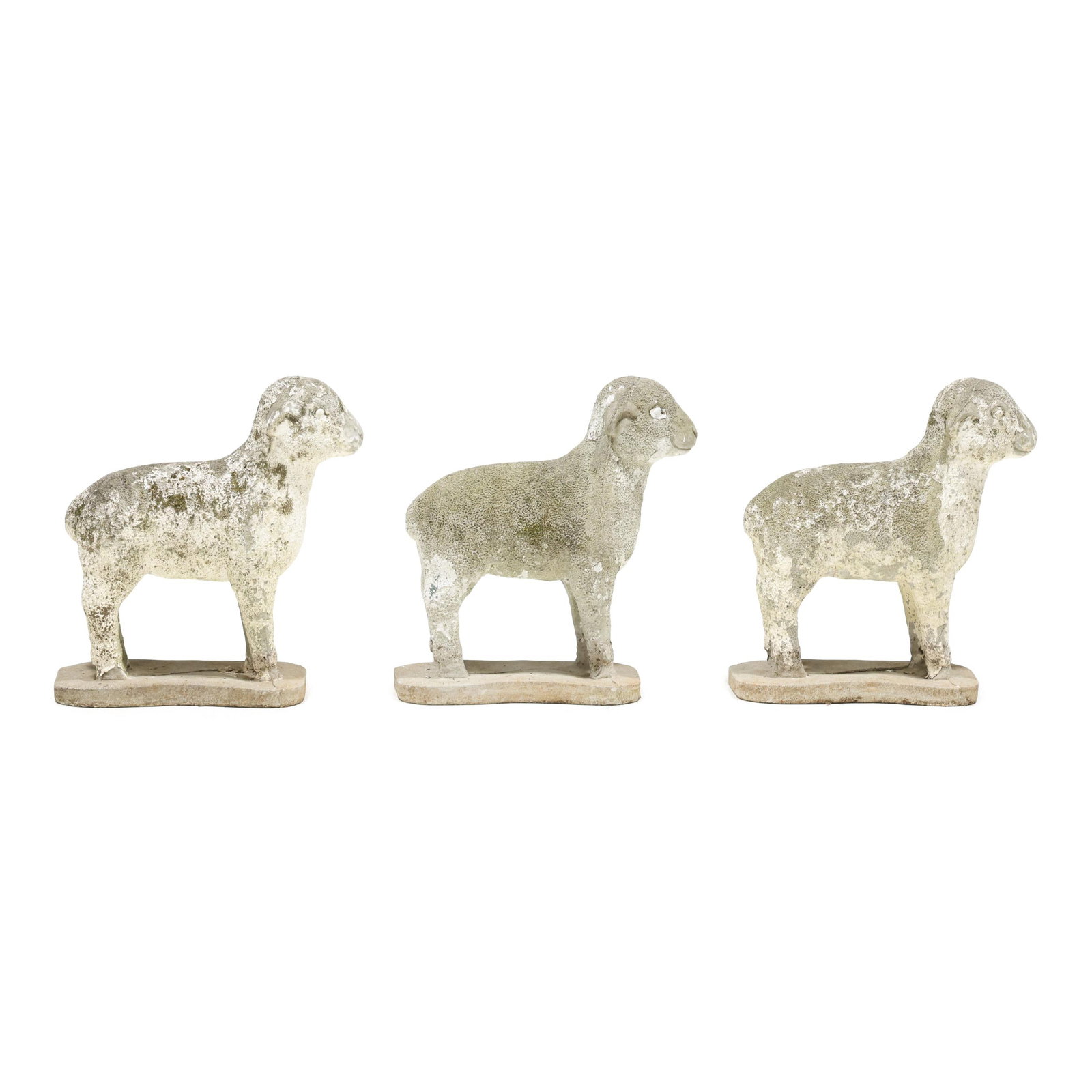 Three Cast Stone Garden Lambs - 2