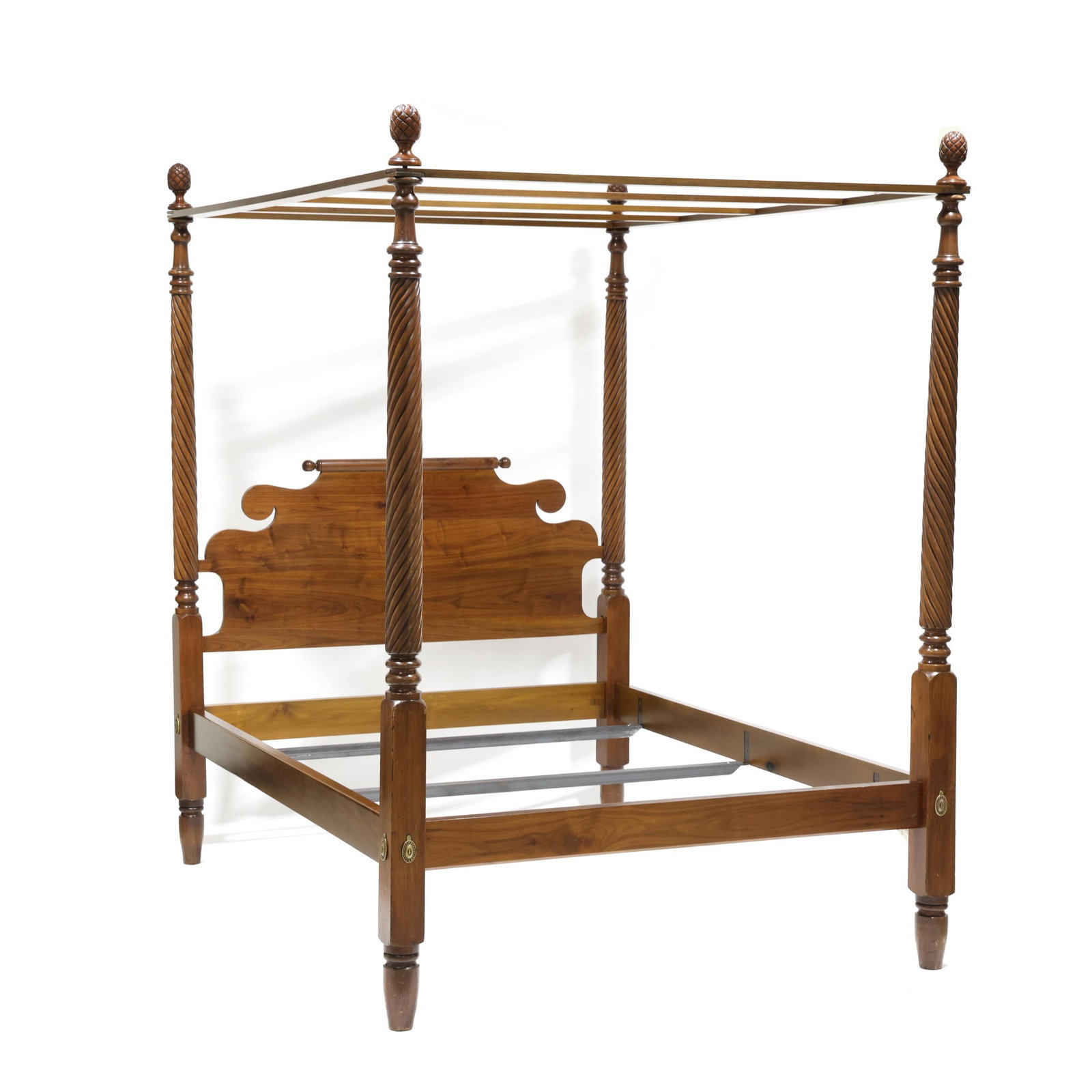 Late Classical Walnut Queen Size Tall Post Bed with Tester (1 of 5)