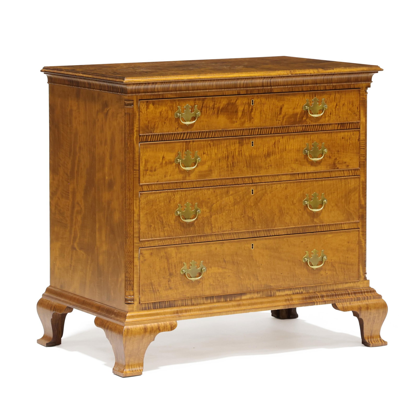 Bench Made Chippendale Style Tiger Maple Chest of Drawers (1 of 7)