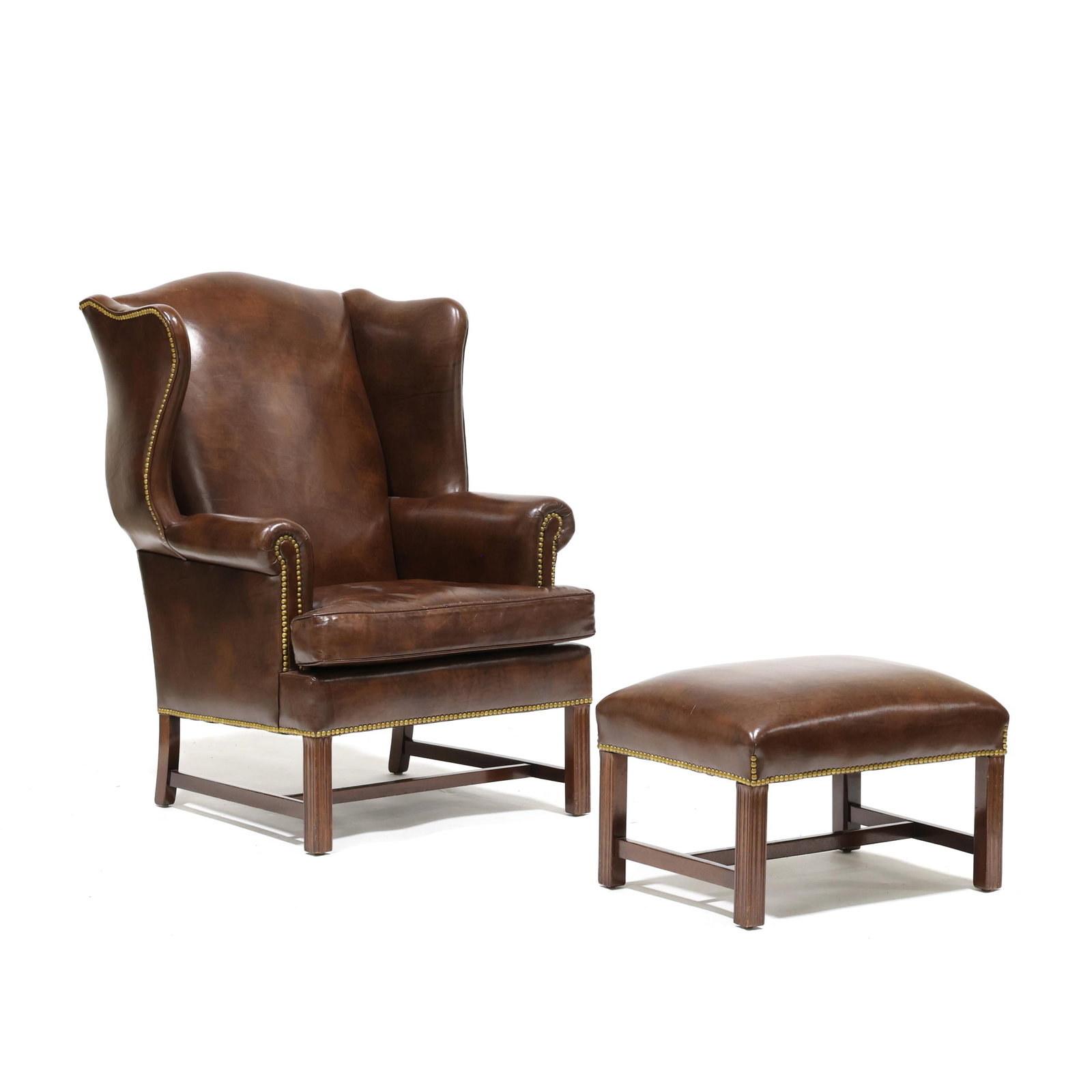 Hancock and Moore, Chippendale-Style Leather Easy Chair and Ottoman (1 of 10)