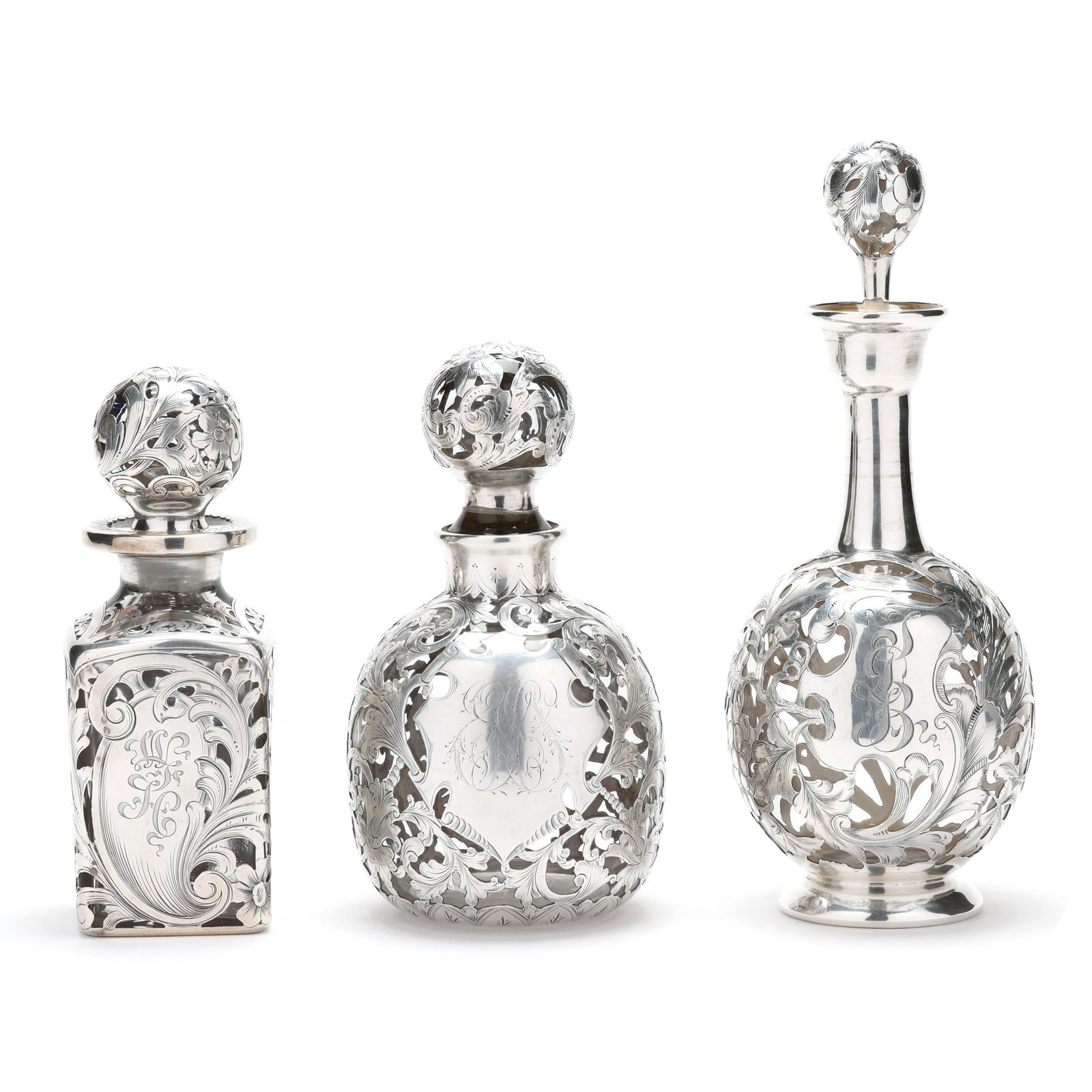 Three Sterling-Silver Deposit Glass Bottles (1 of 12)