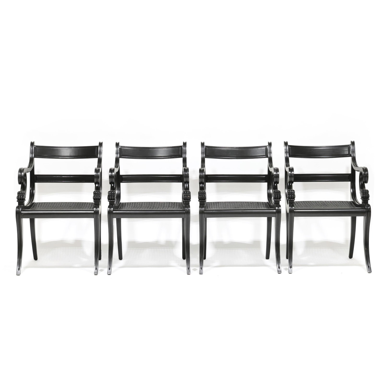Ralph Lauren, Set of Four Neoclassical Style Black Cane Seat Chairs (1 of 13)