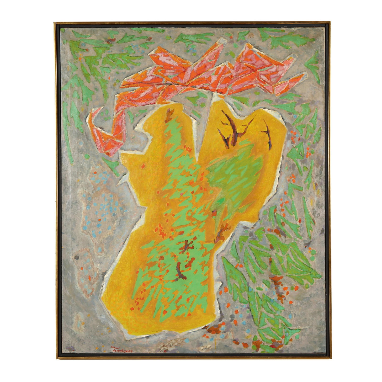 Samuel Rosenberg (American, 1896-1972), Untitled: Samuel Rosenberg (American, 1896-1972), Untitled oil on canvas, 1954, signed and dated at lower left, presented in a period frame. Included with the lot is a signed preliminary sketch of the work in c